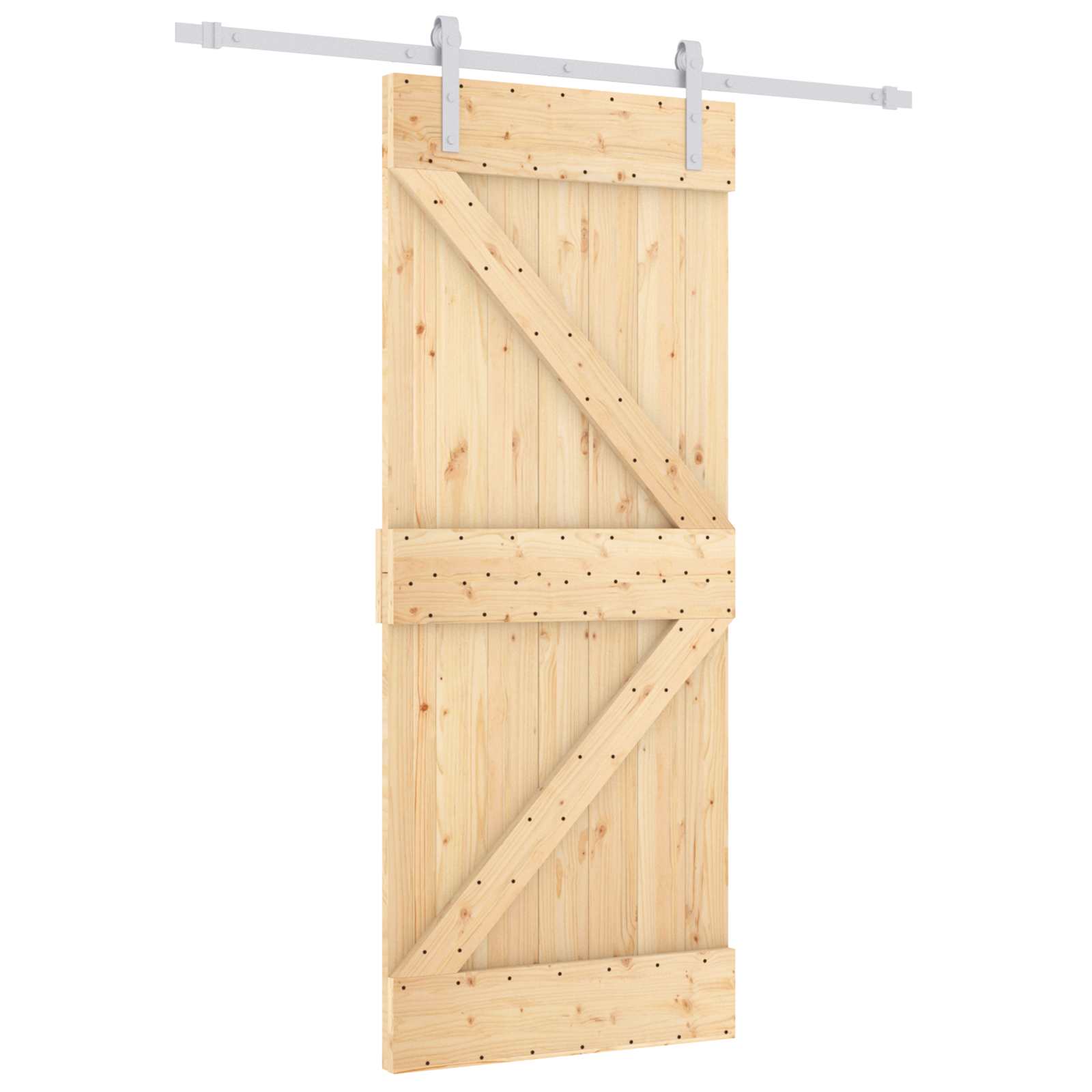 Sliding Door Natural and White 80 x 210 cm Solid Pine Wood