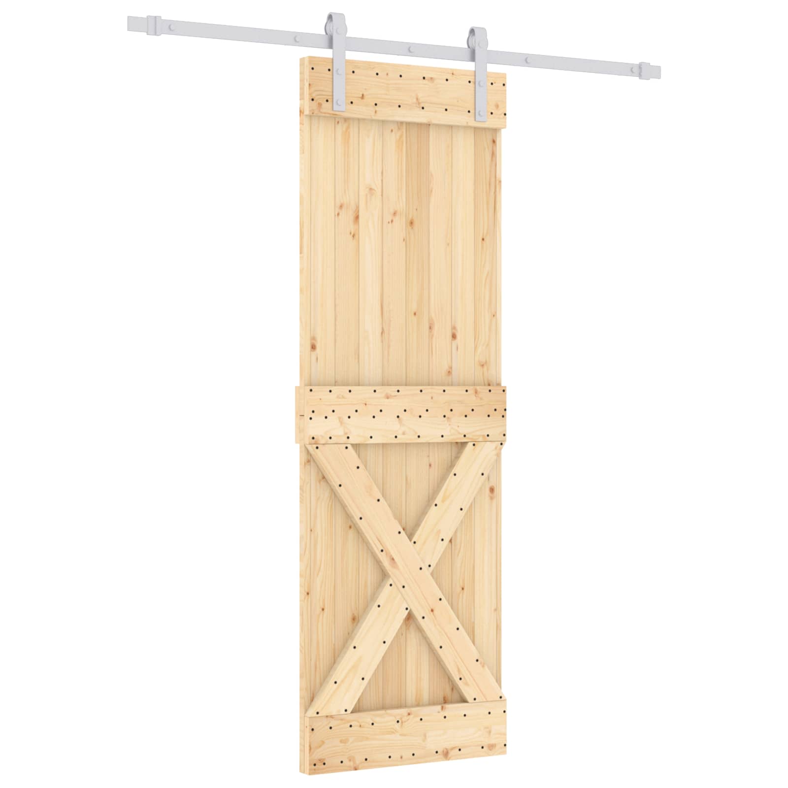 Sliding Door Natural and White 70 x 210 cm Solid Pine Wood