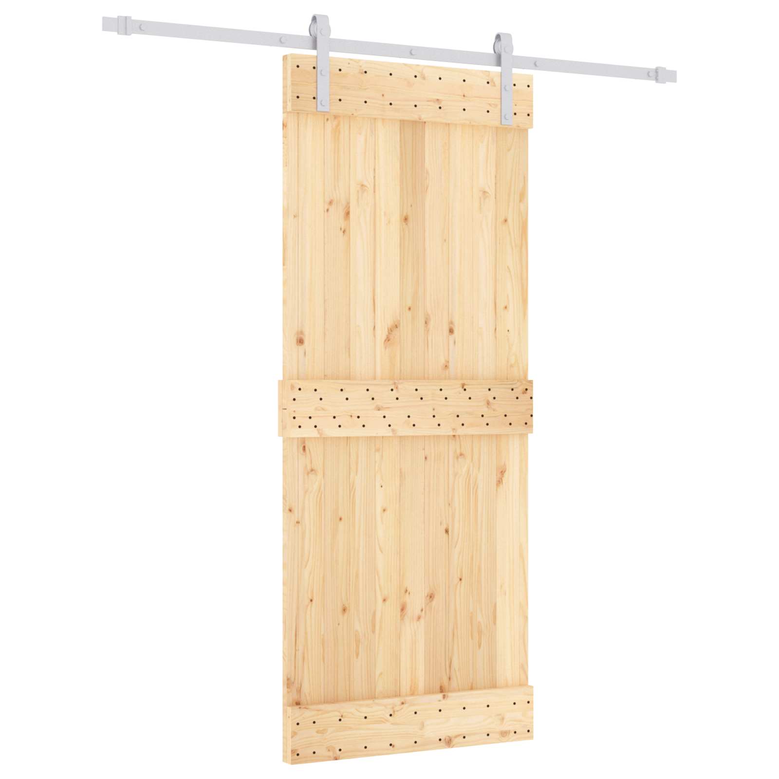Sliding Door Natural and White 85 x 210 cm Solid Pine Wood