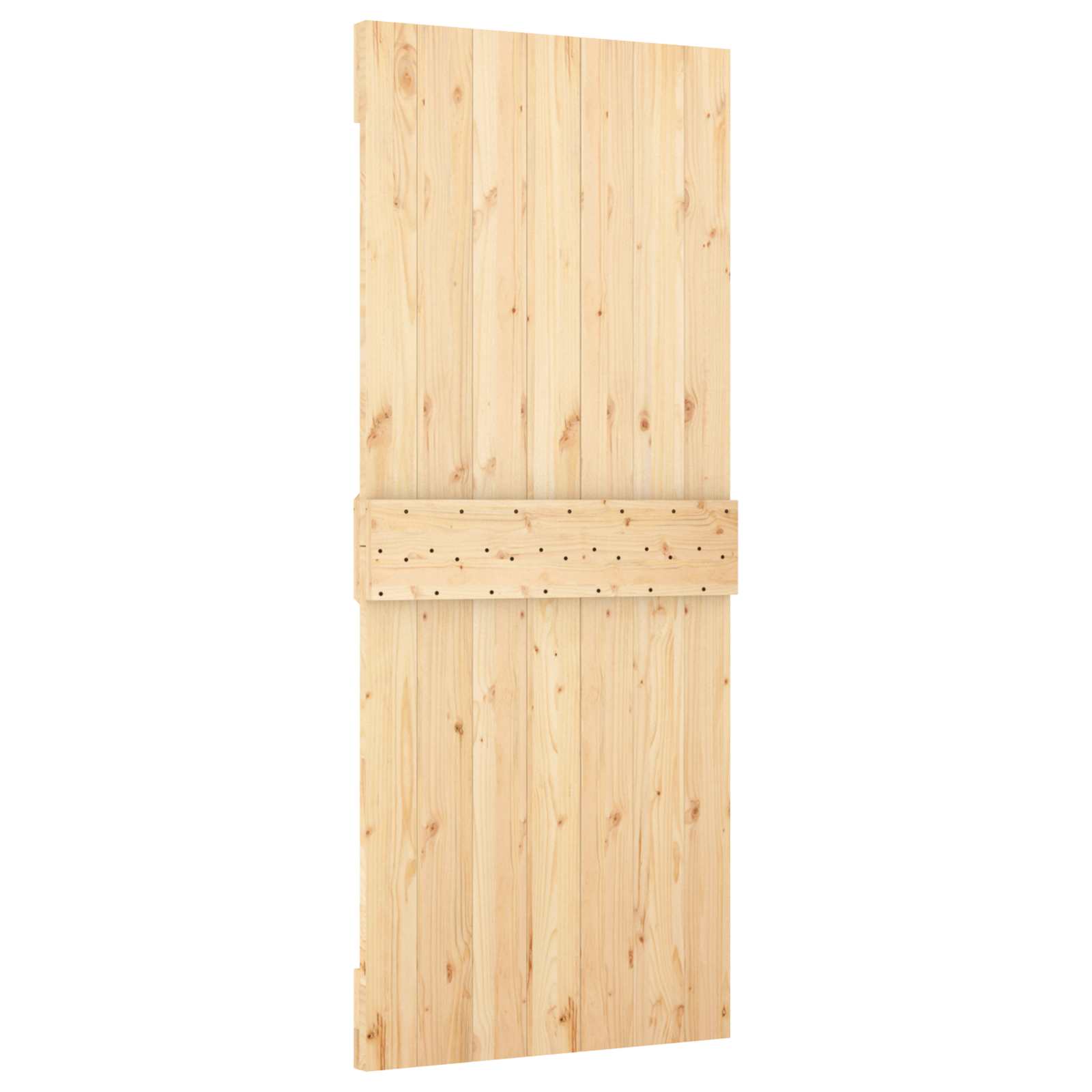 Sliding Door Natural and Black 85 x 210 cm Solid Pine Wood