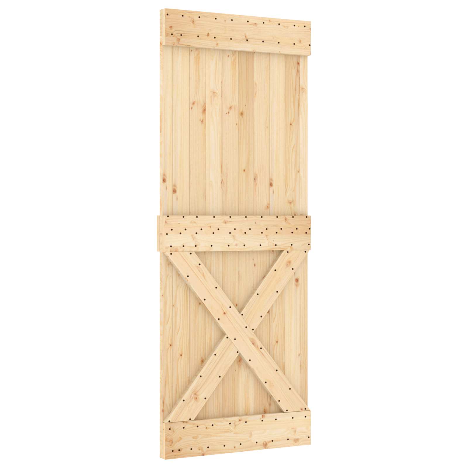 Sliding Door Natural and Black 80 x 210 cm Solid Pine Wood