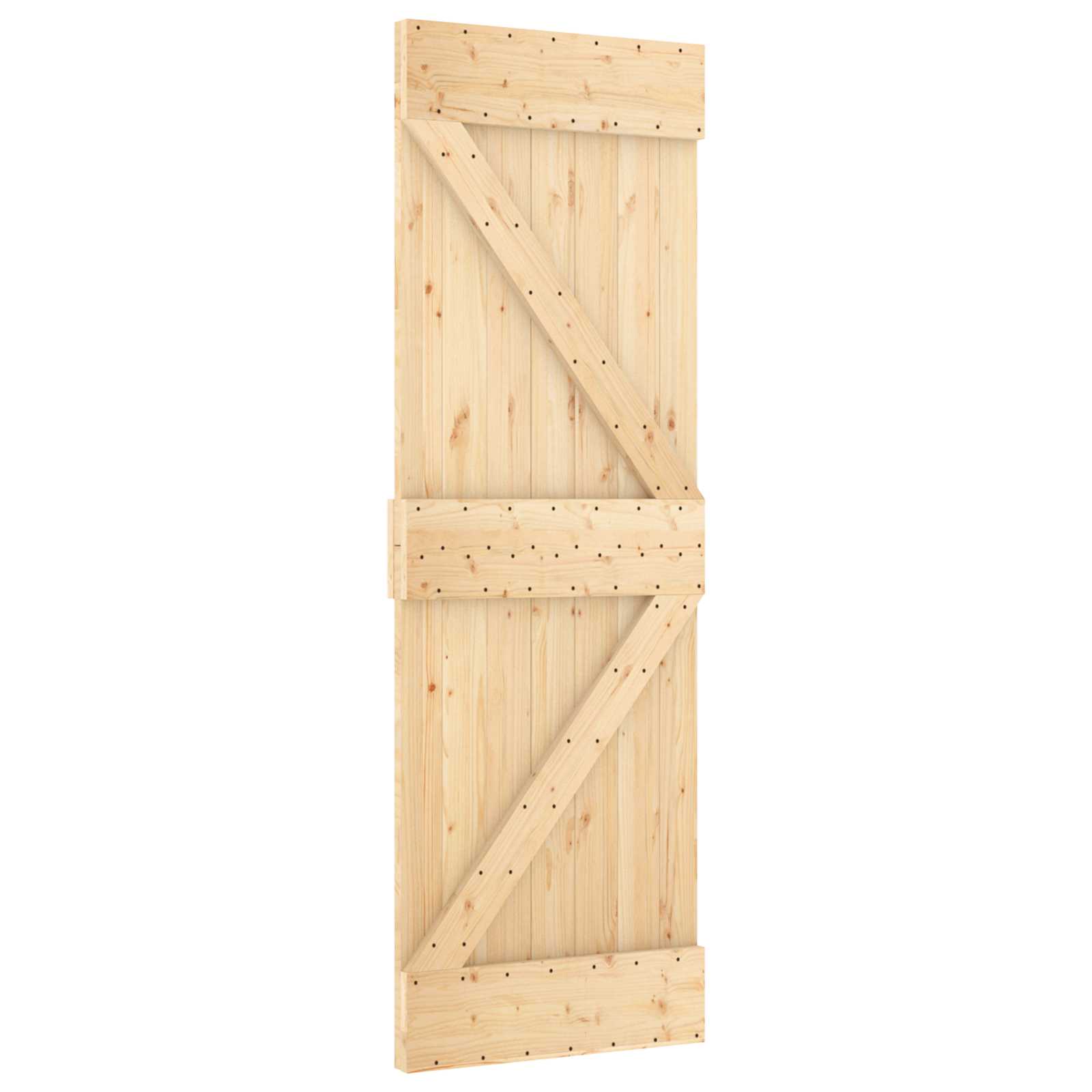 Sliding Door Natural and White 70 x 210 cm Solid Pine Wood