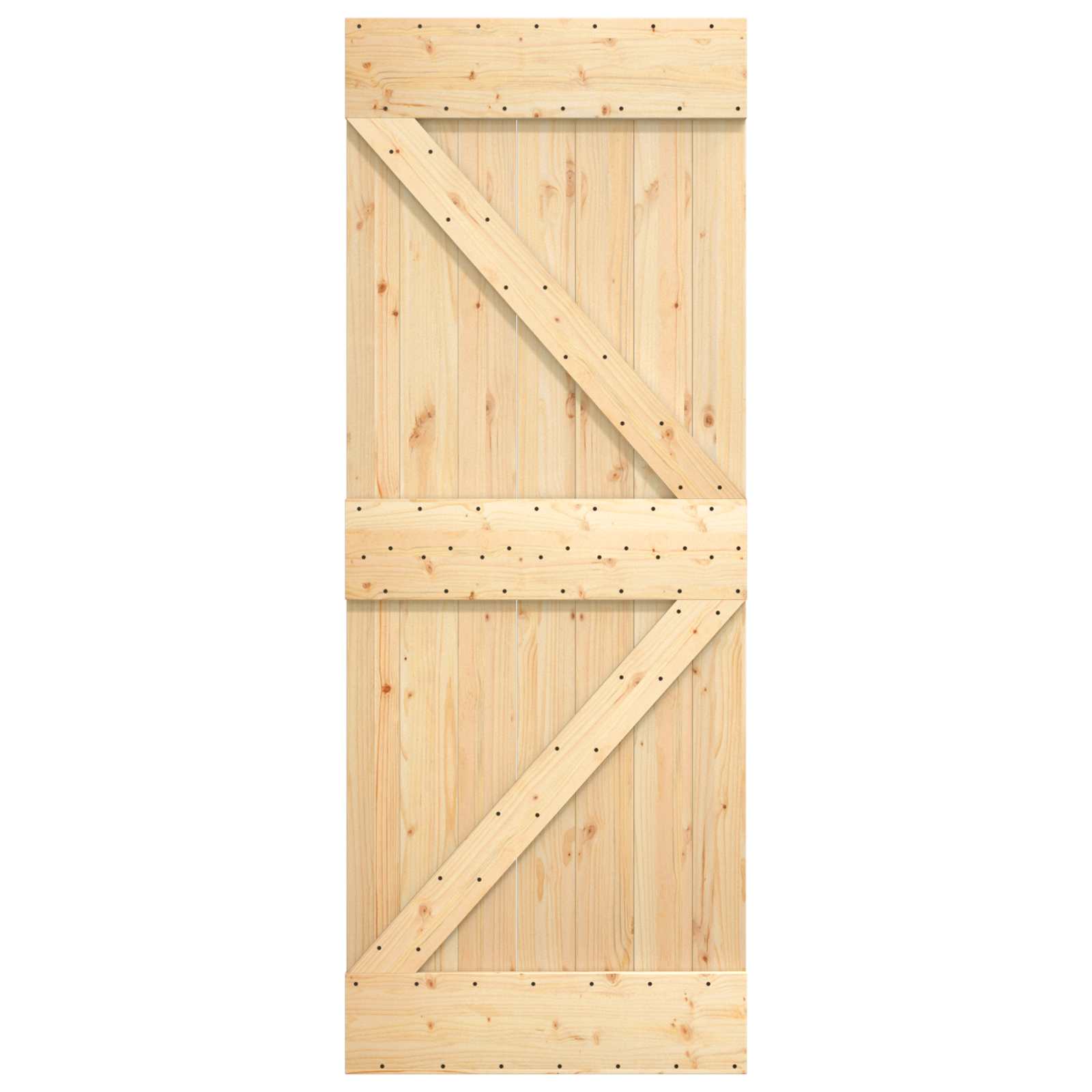 Sliding Door Natural and White 70 x 210 cm Solid Pine Wood