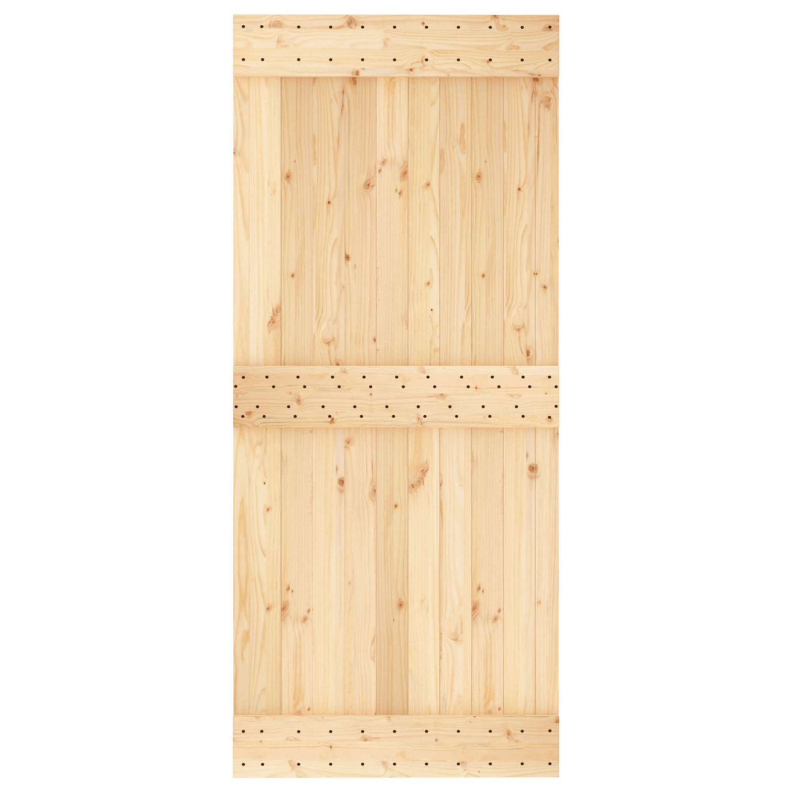Sliding Door Natural and White 90 x 210 cm Solid Pine Wood