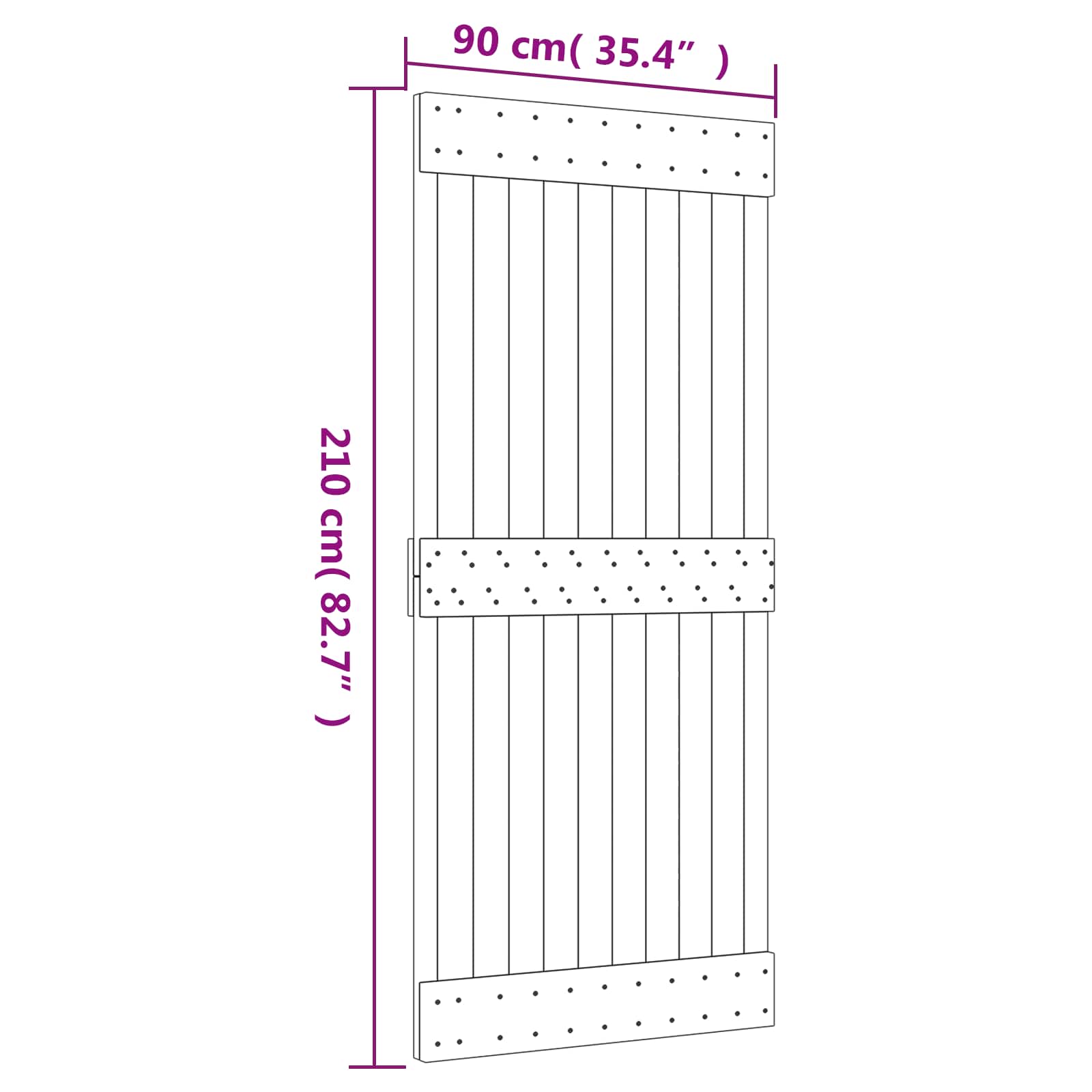 Sliding Door Natural and White 90 x 210 cm Solid Pine Wood