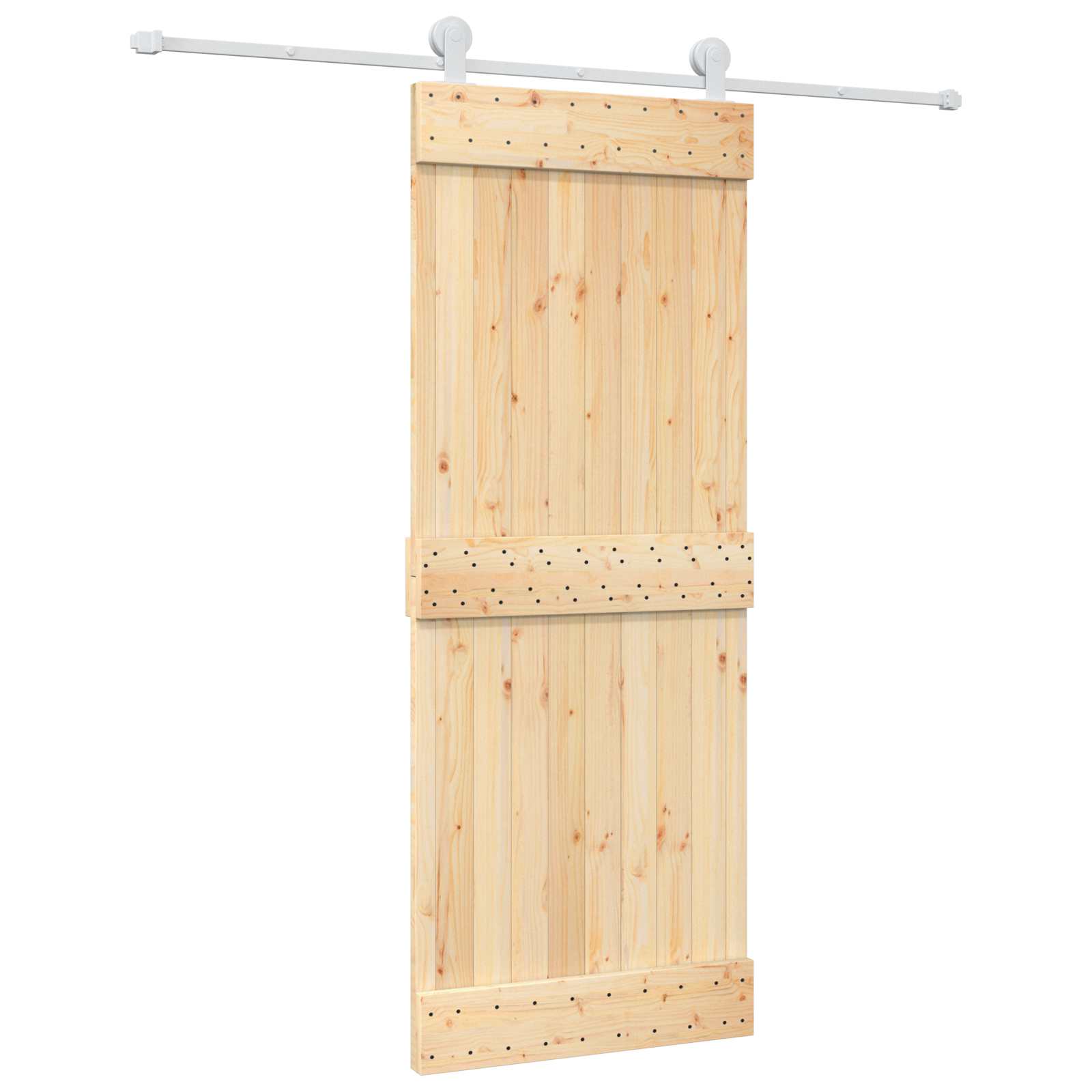 Sliding Door Natural and White 80 x 210 cm Solid Pine Wood