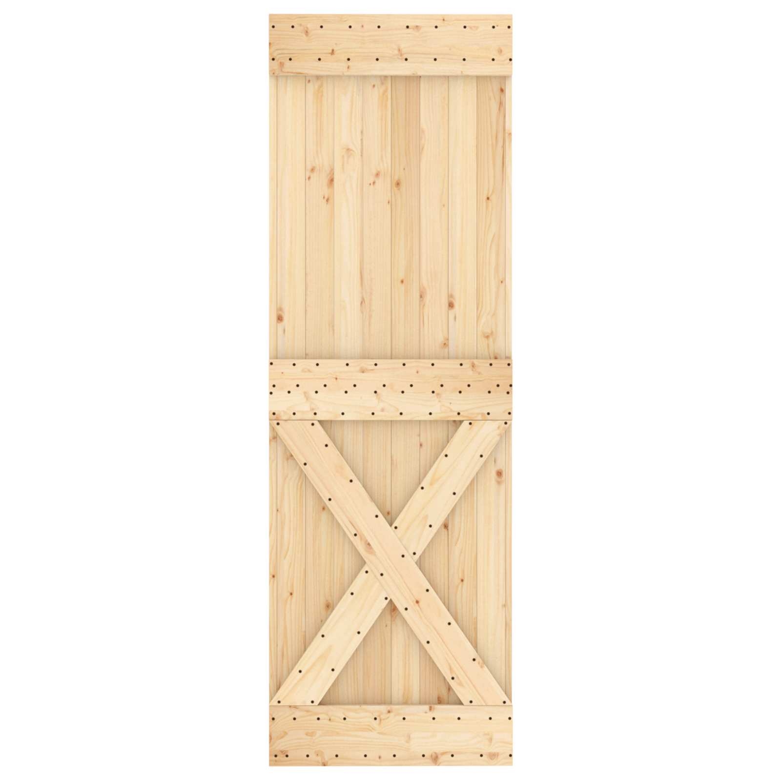 Sliding Door Natural and White 70 x 210 cm Solid Pine Wood