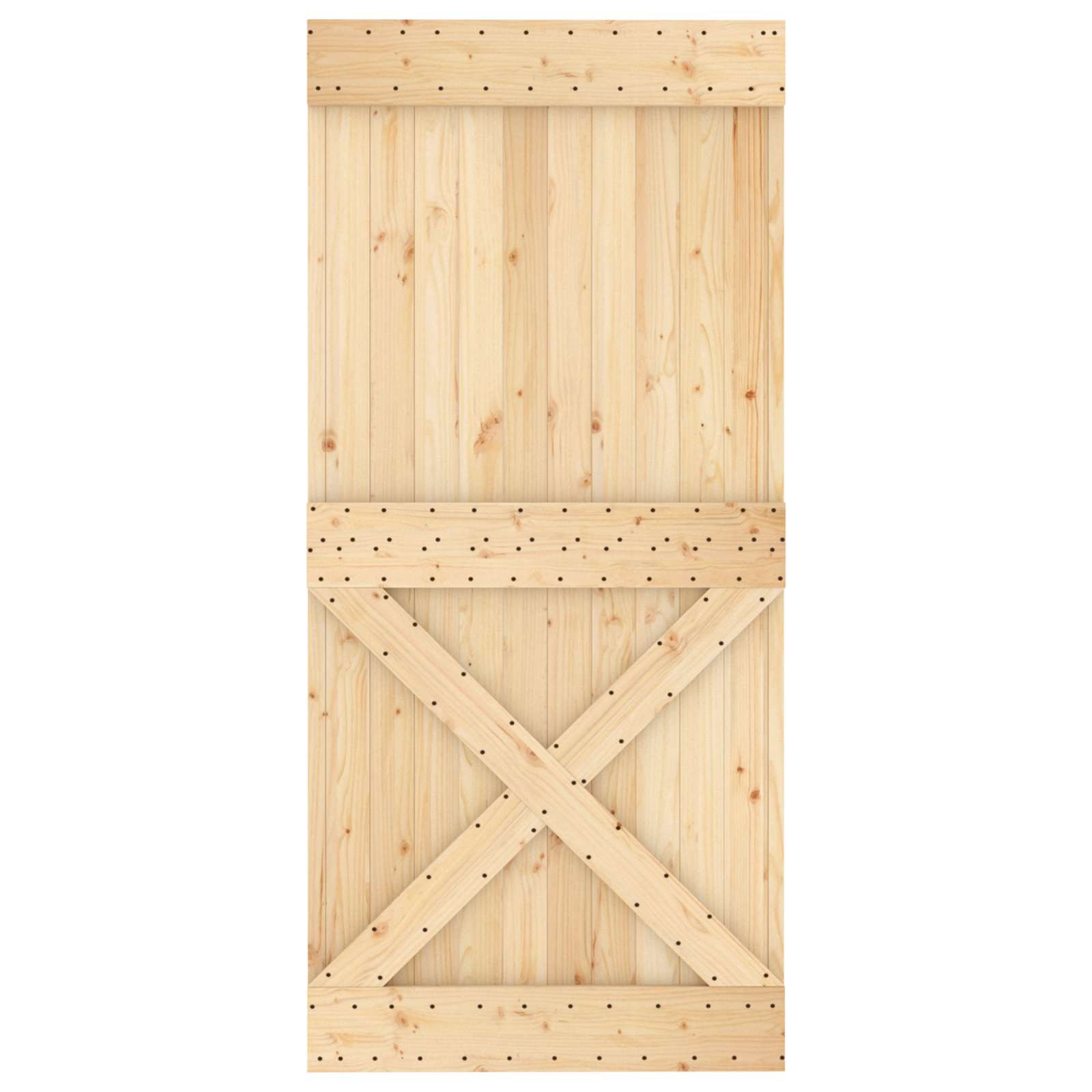Sliding Door Natural and White 95 x 210 cm Solid Pine Wood