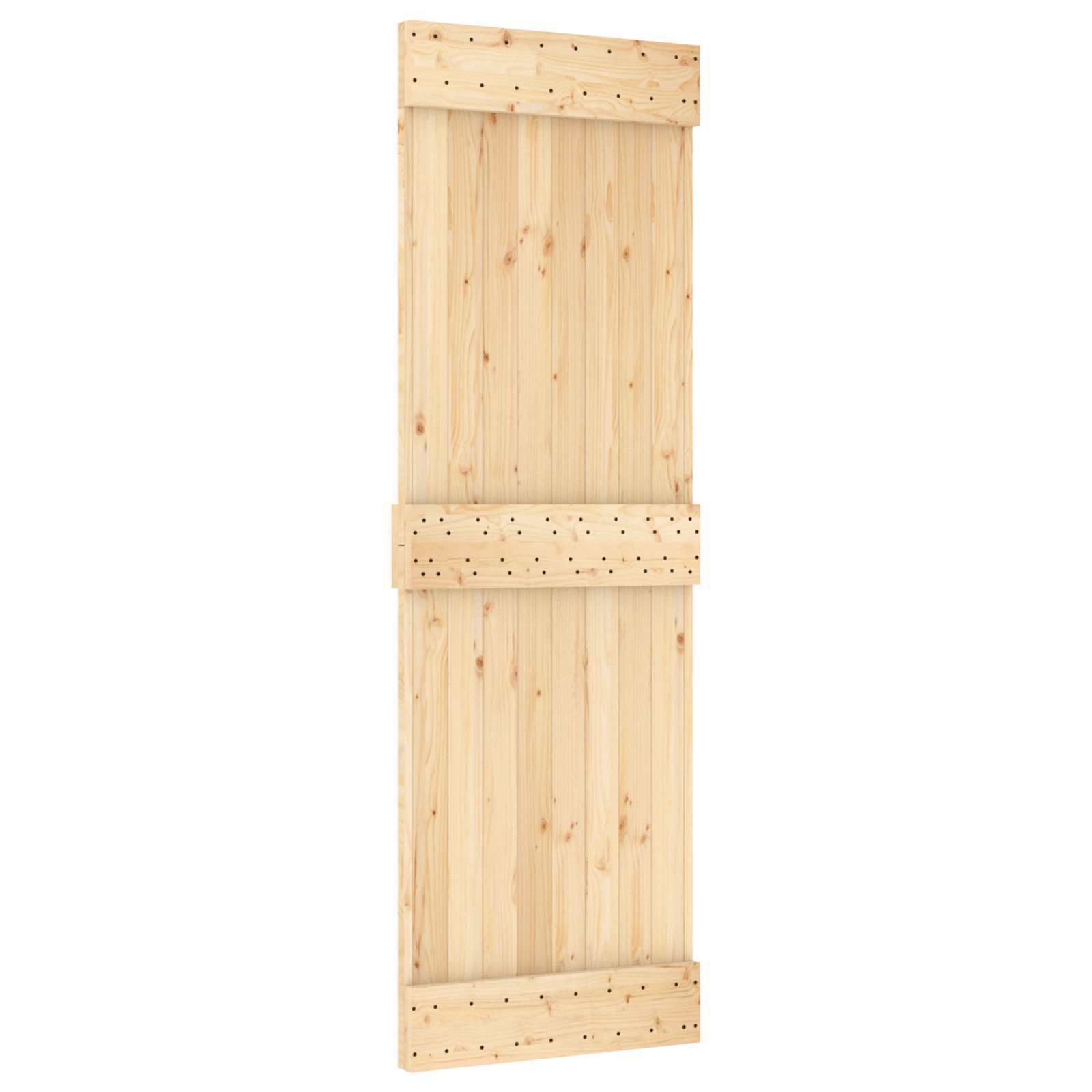 Sliding Door Natural and Black 70 x 210 cm Solid Pine Wood