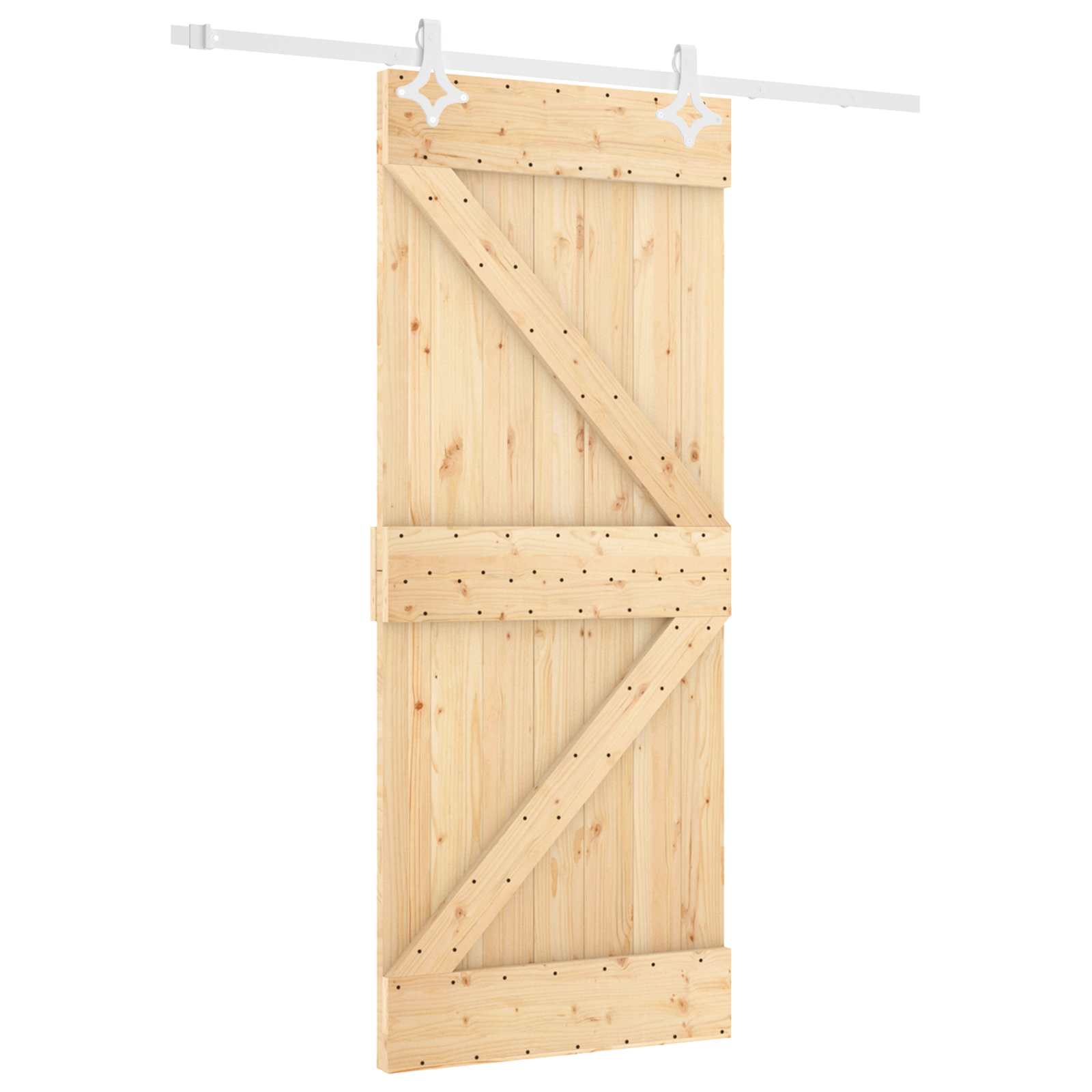 Sliding Door Natural and White 80 x 210 cm Solid Pine Wood