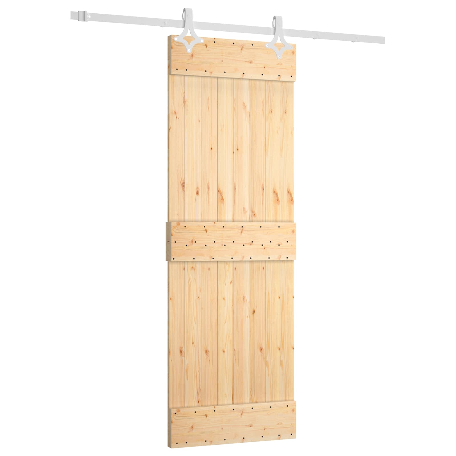Sliding Door Natural and White 70 x 210 cm Solid Pine Wood