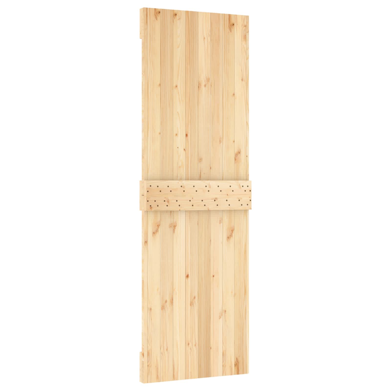 Sliding Door Natural and White 70 x 210 cm Solid Pine Wood