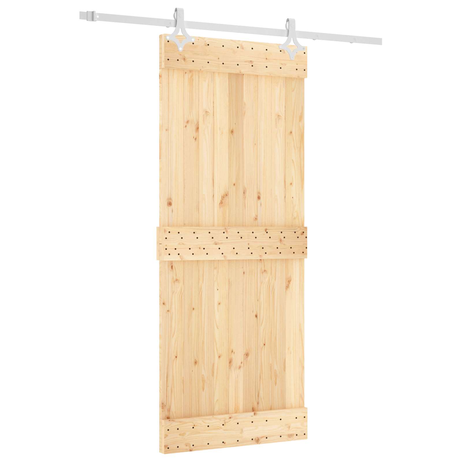 Sliding Door Natural and White 85 x 210 cm Solid Pine Wood
