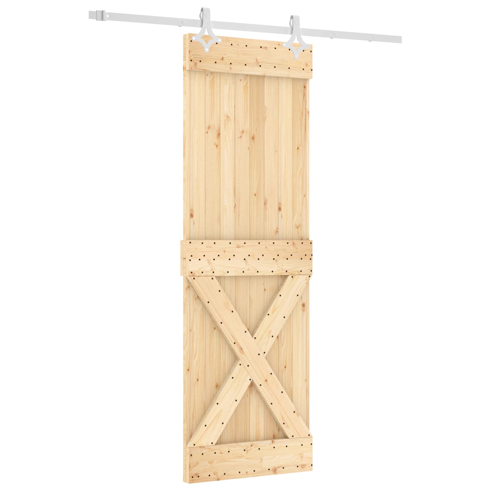 Sliding Door Natural and White 70 x 210 cm Solid Pine Wood