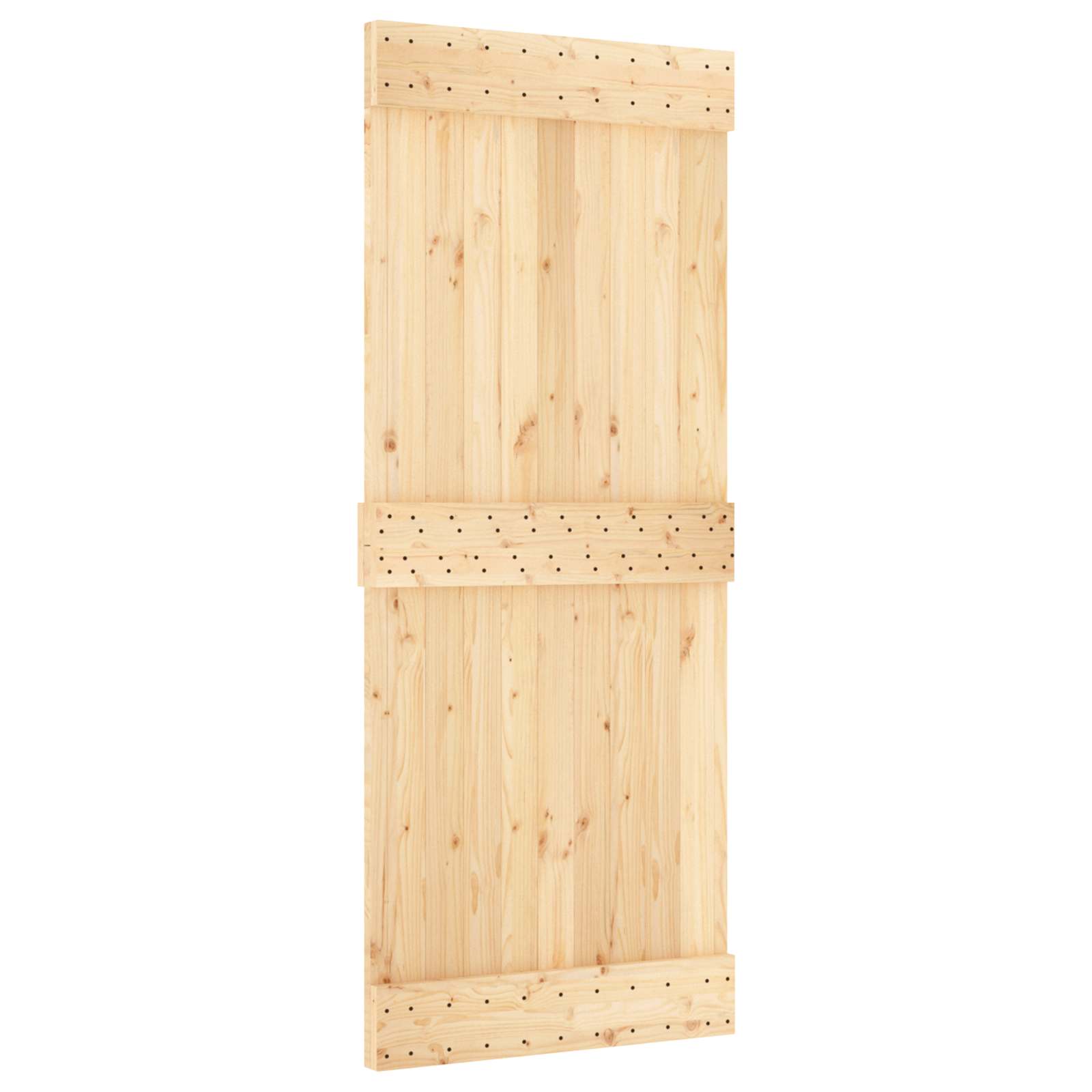 Sliding Door Natural and Black 85 x 210 cm Solid Pine Wood