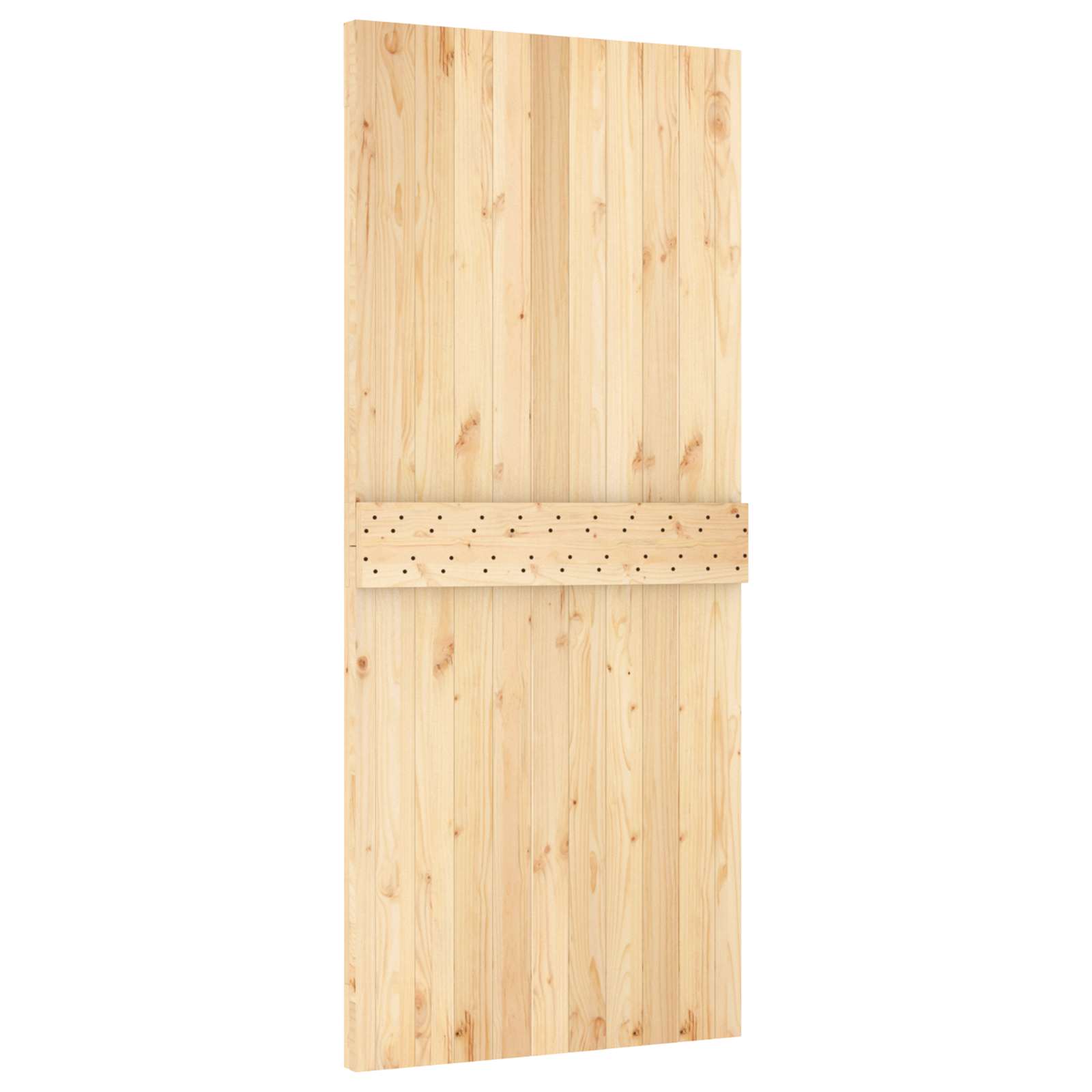 Sliding Door Natural and Black 90 x 210 cm Solid Pine Wood