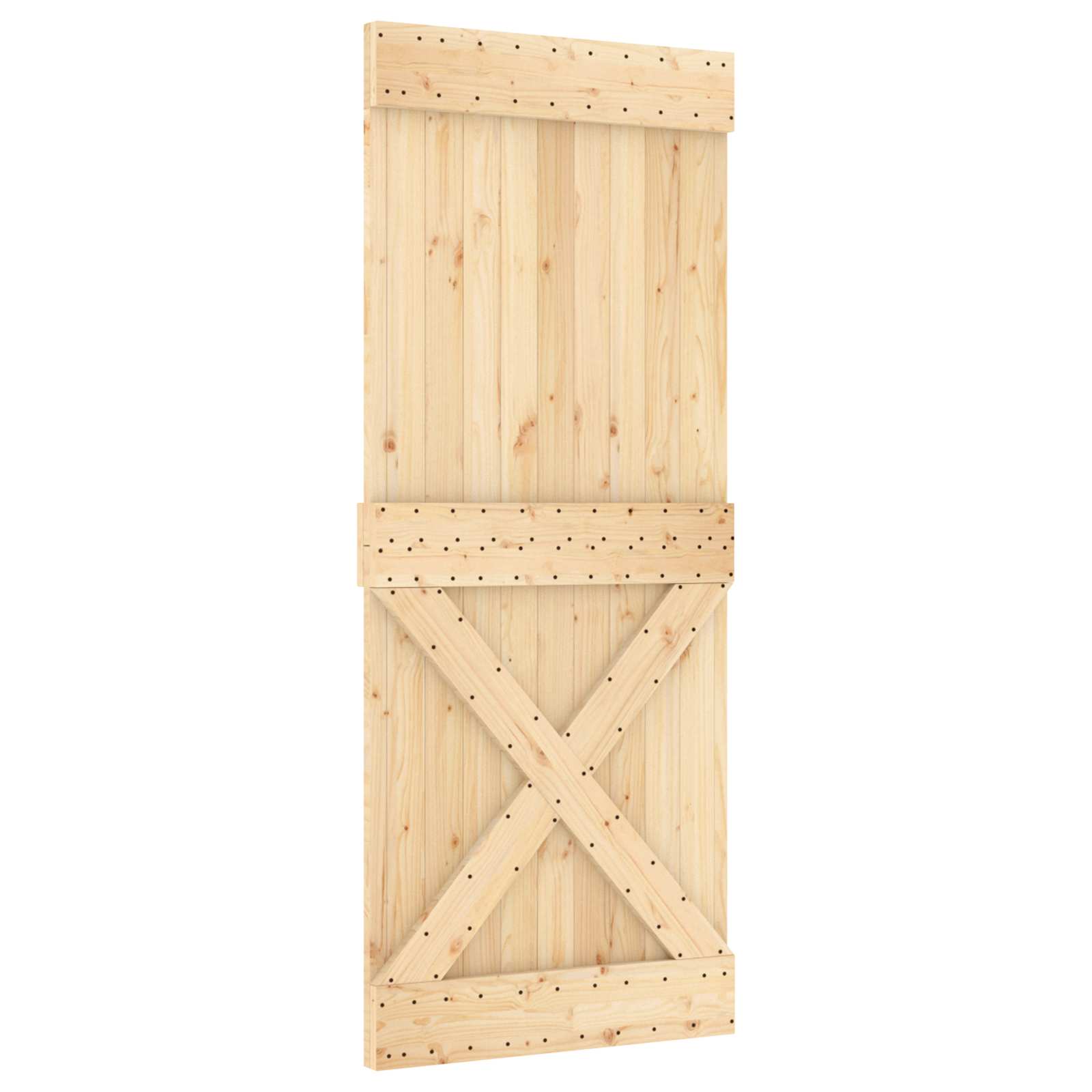 Sliding Door Natural and Black 80 x 210 cm Solid Pine Wood