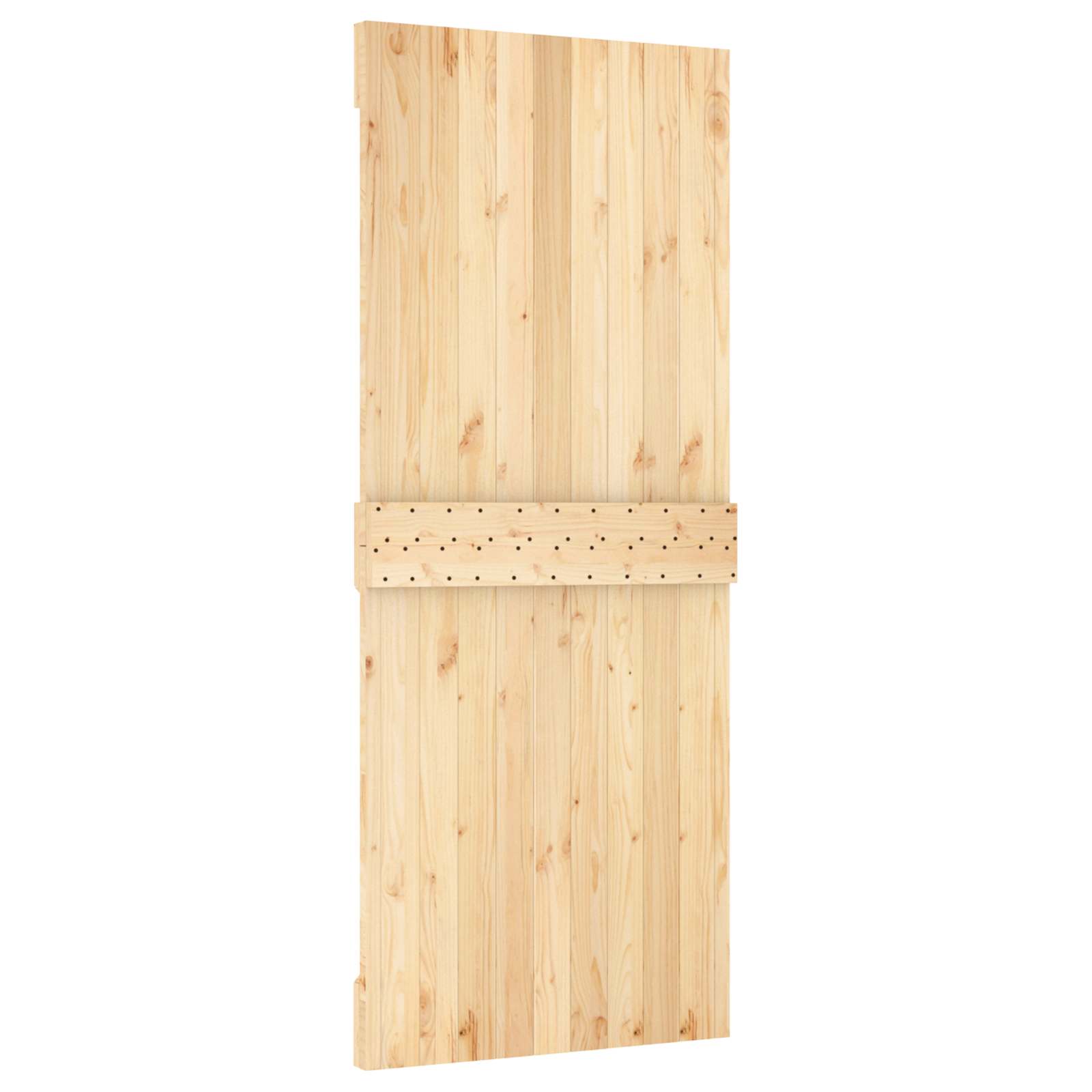 Sliding Door Natural and Black 80 x 210 cm Solid Pine Wood