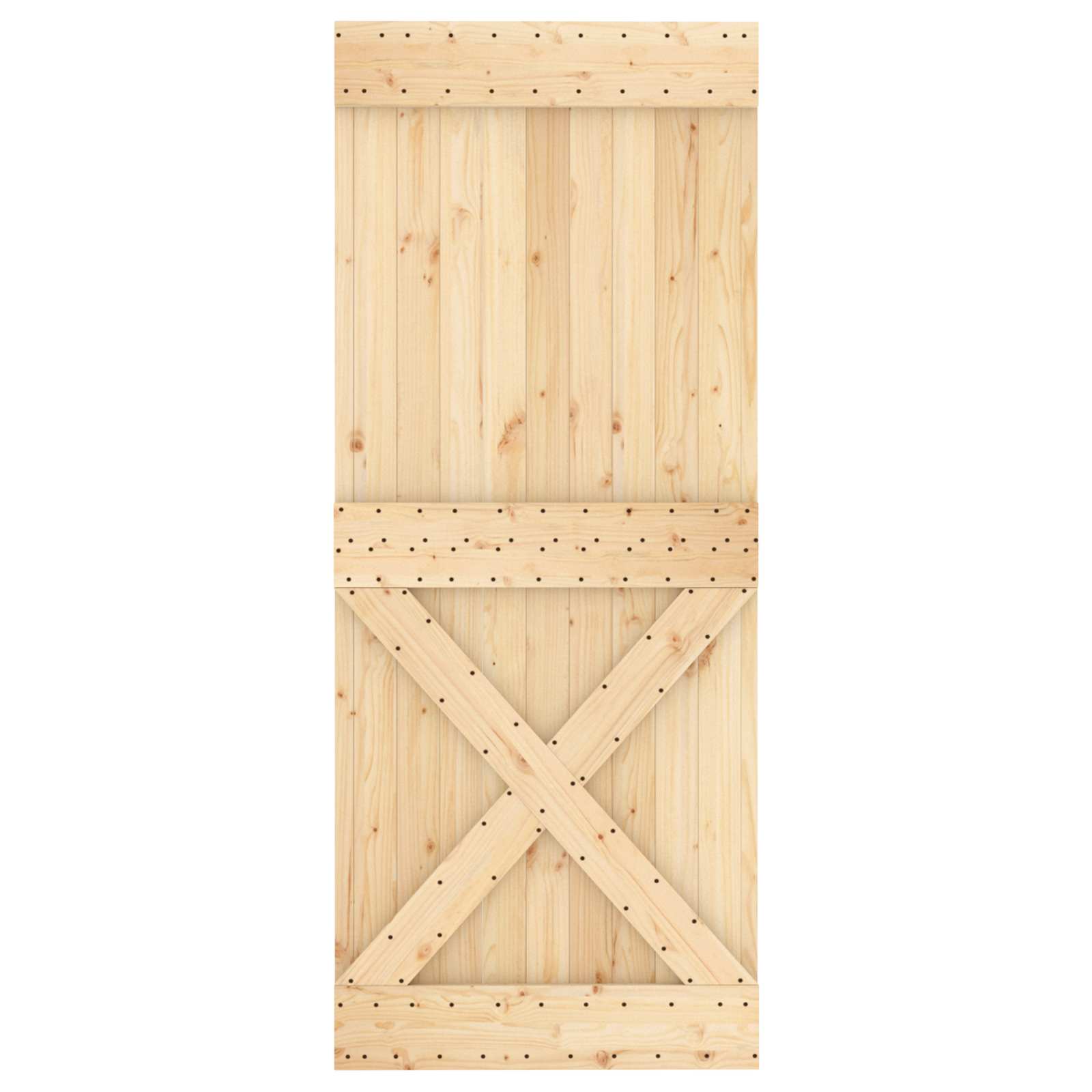 Sliding Door Natural and Black 80 x 210 cm Solid Pine Wood