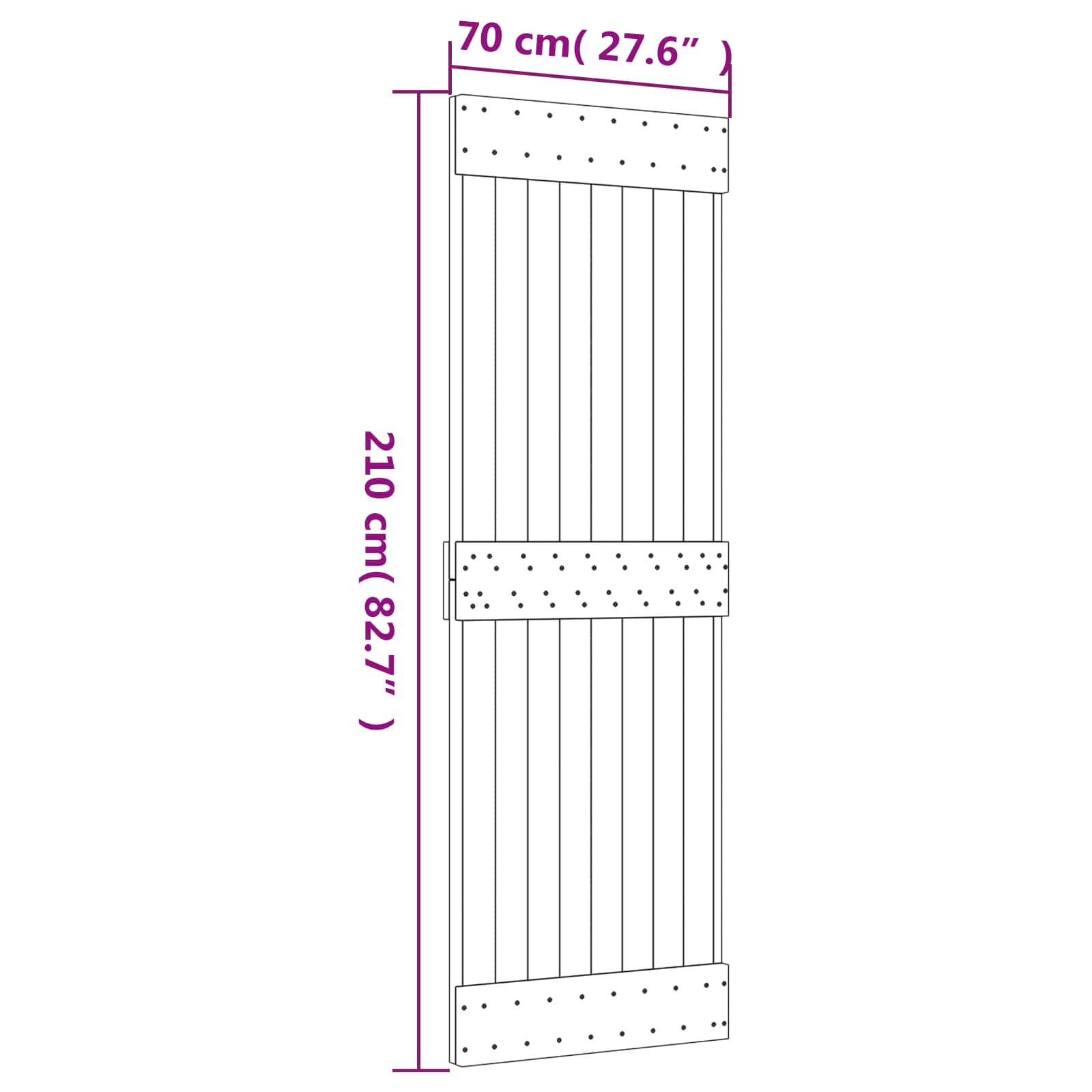 Sliding Door Natural and White 70 x 210 cm Solid Pine Wood