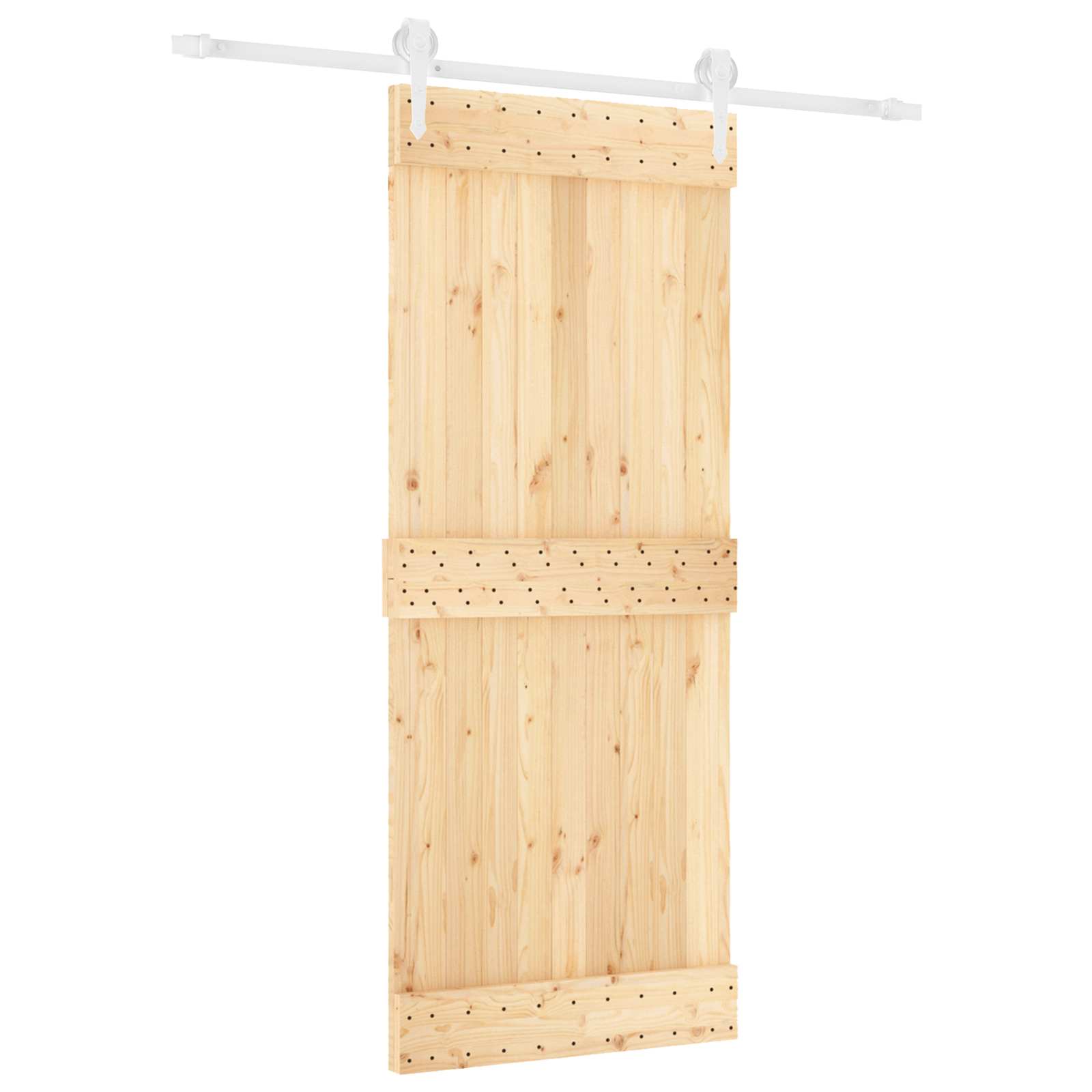 Sliding Door Natural and White 85 x 210 cm Solid Pine Wood