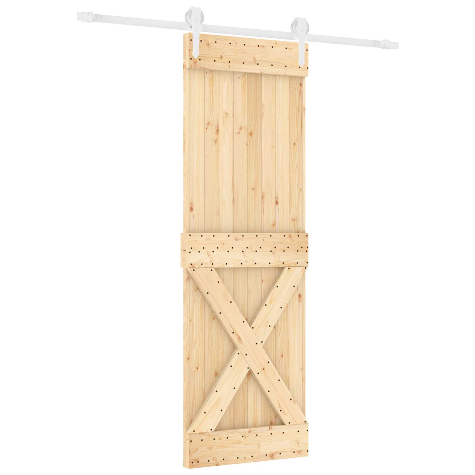 Sliding Door Natural and White 70 x 210 cm Solid Pine Wood