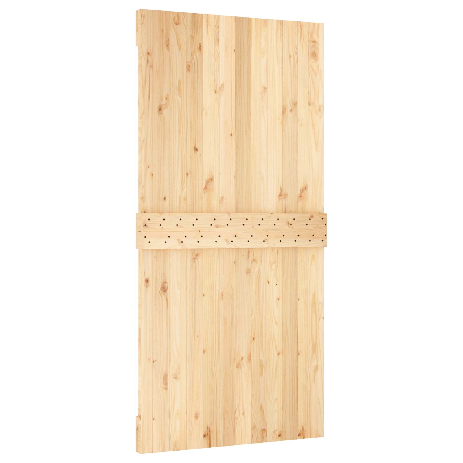 Sliding Door Natural and Black 100 x 210 cm Solid Pine Wood