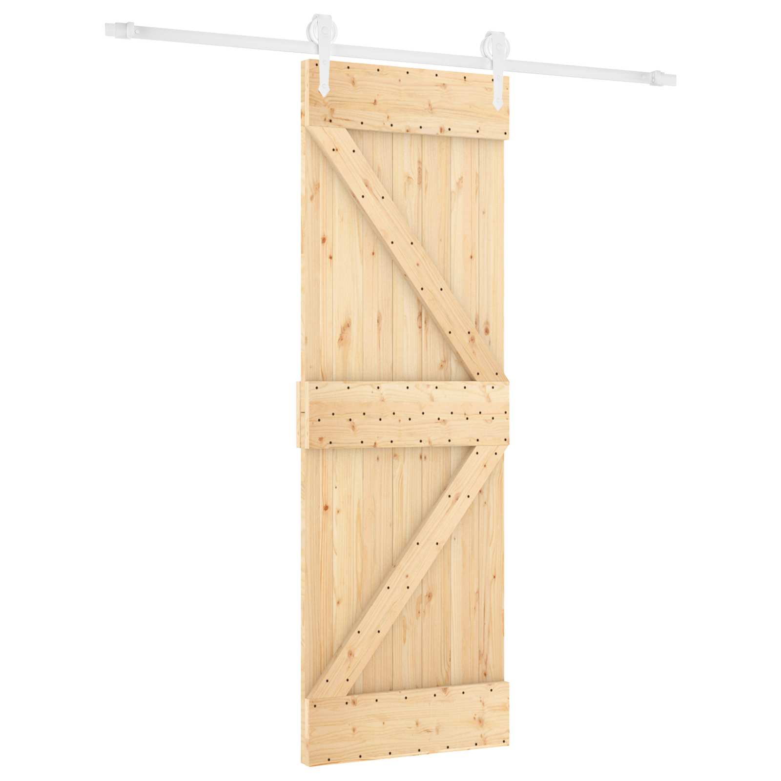 Sliding Door Natural and White 70 x 210 cm Solid Pine Wood