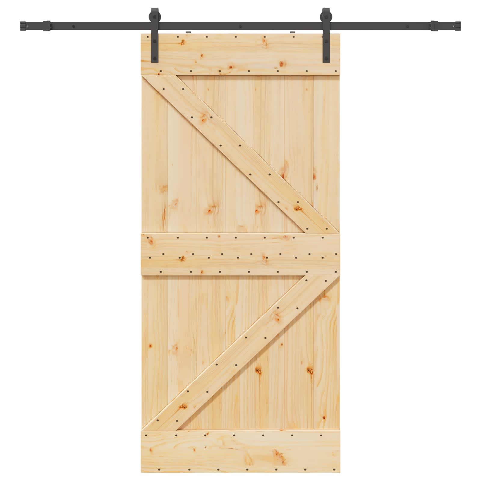 Sliding Door NARVIK Natural and Black 90 x 210 cm (213.5 cm)