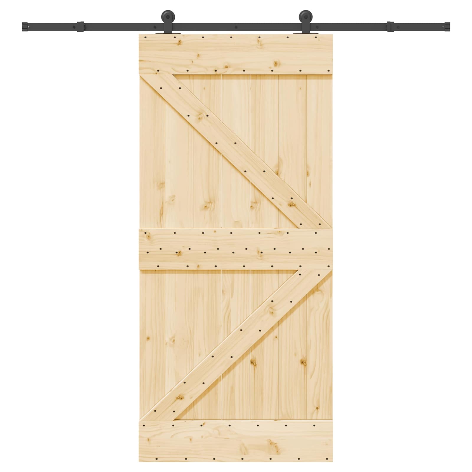 Sliding Door NARVIK Natural and Black 95 x 210 cm (213.5 cm)