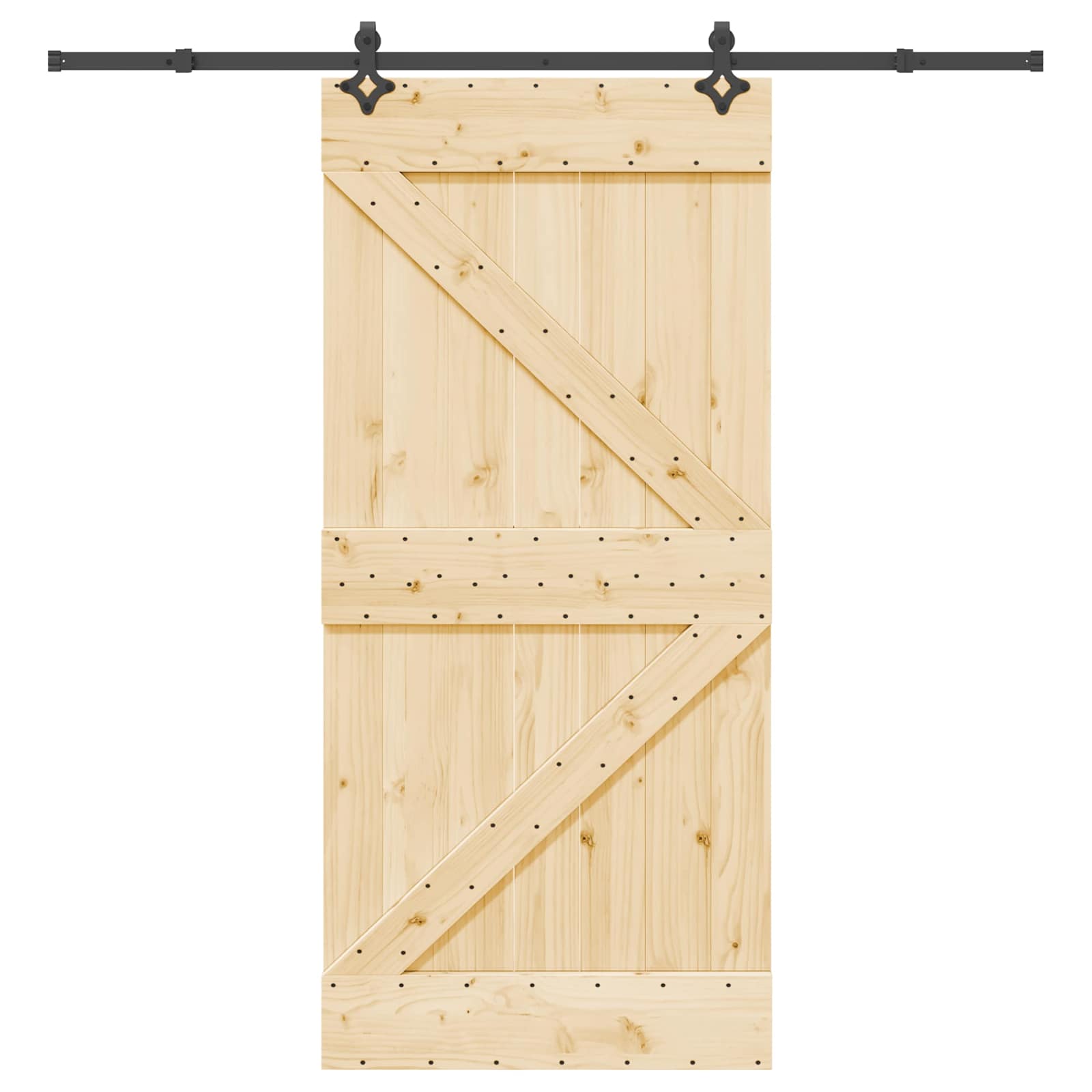 Sliding Door NARVIK Natural and Black 95 x 210 cm (213.5 cm)