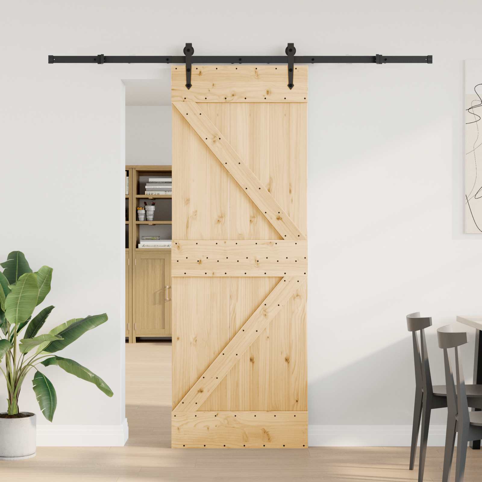 Sliding Door NARVIK Natural and Black 70 x 210 cm (213.5 cm)