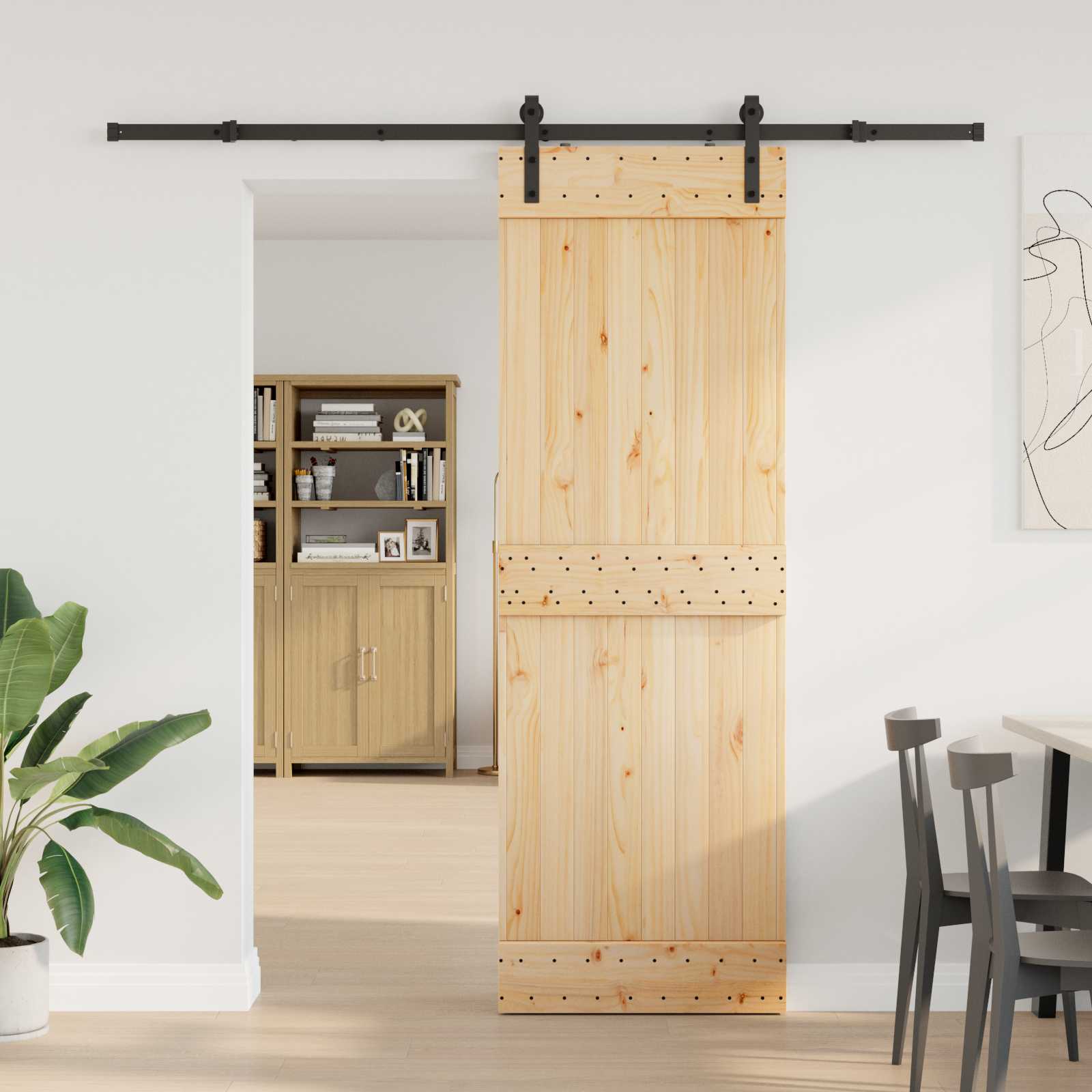 Sliding Door NARVIK Natural and Black 70 x 210 cm (213.5 cm)
