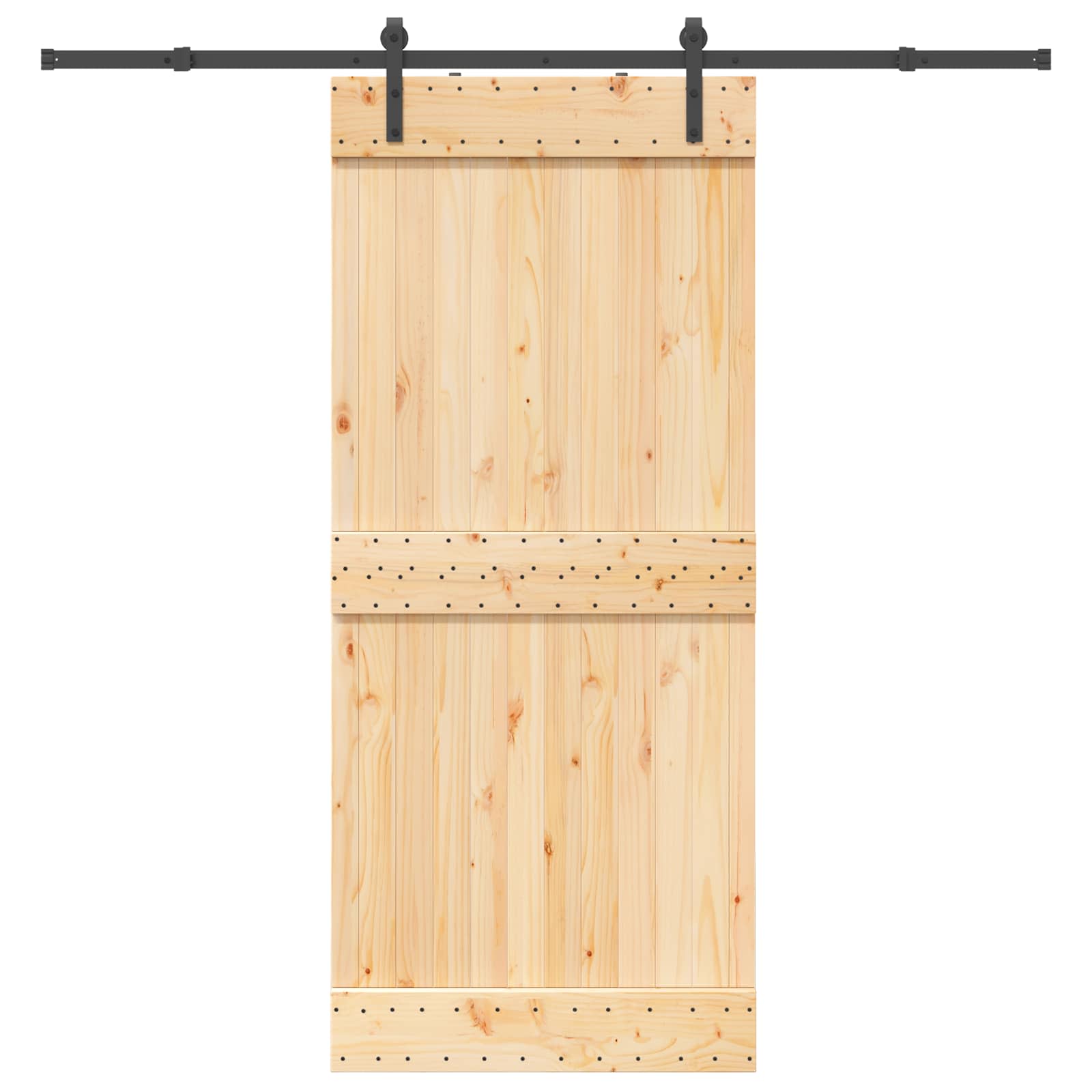 Sliding Door NARVIK Natural and Black 90 x 210 cm (213.5 cm)