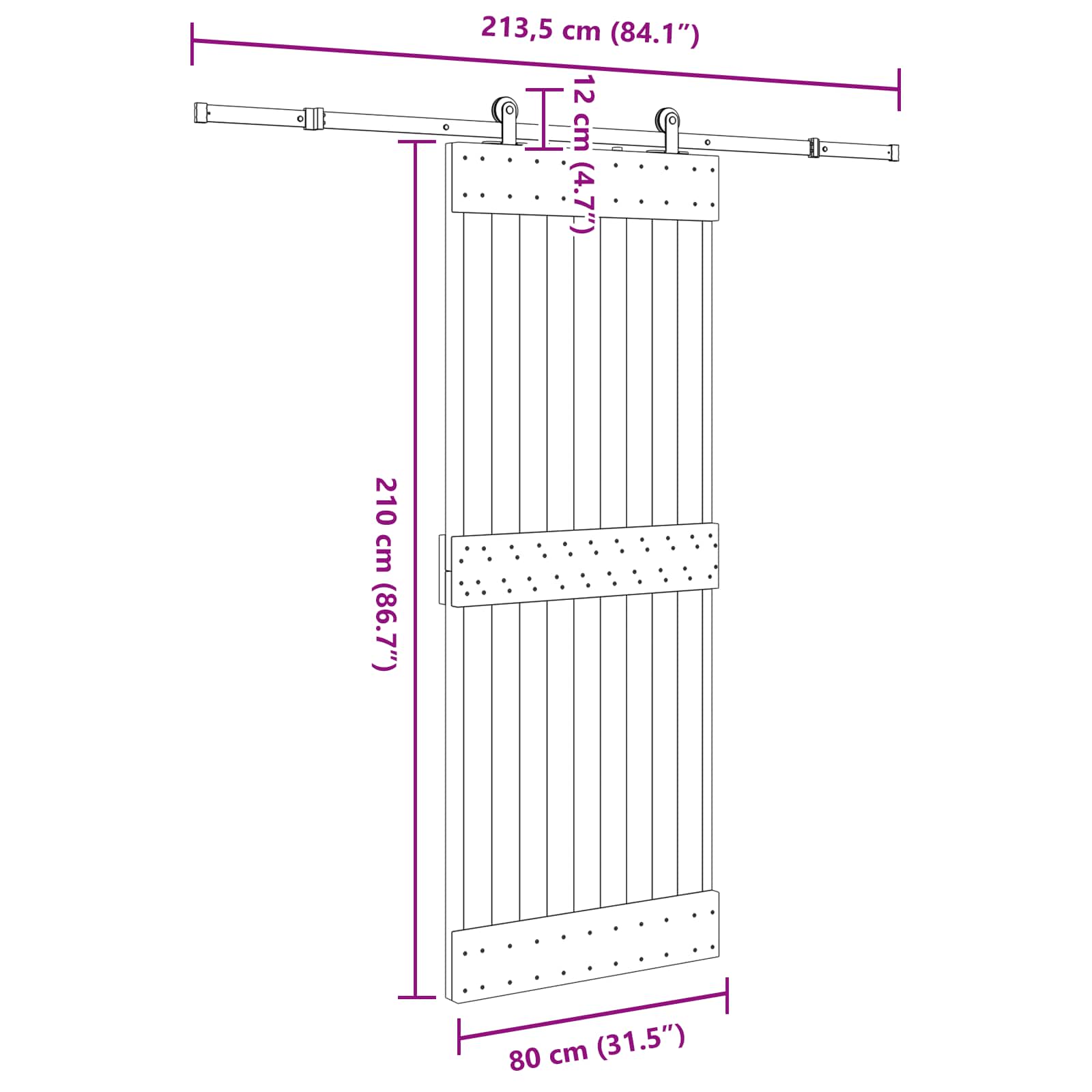 Sliding Door NARVIK 80 x 210 cm (213.5 cm) Natural and Black