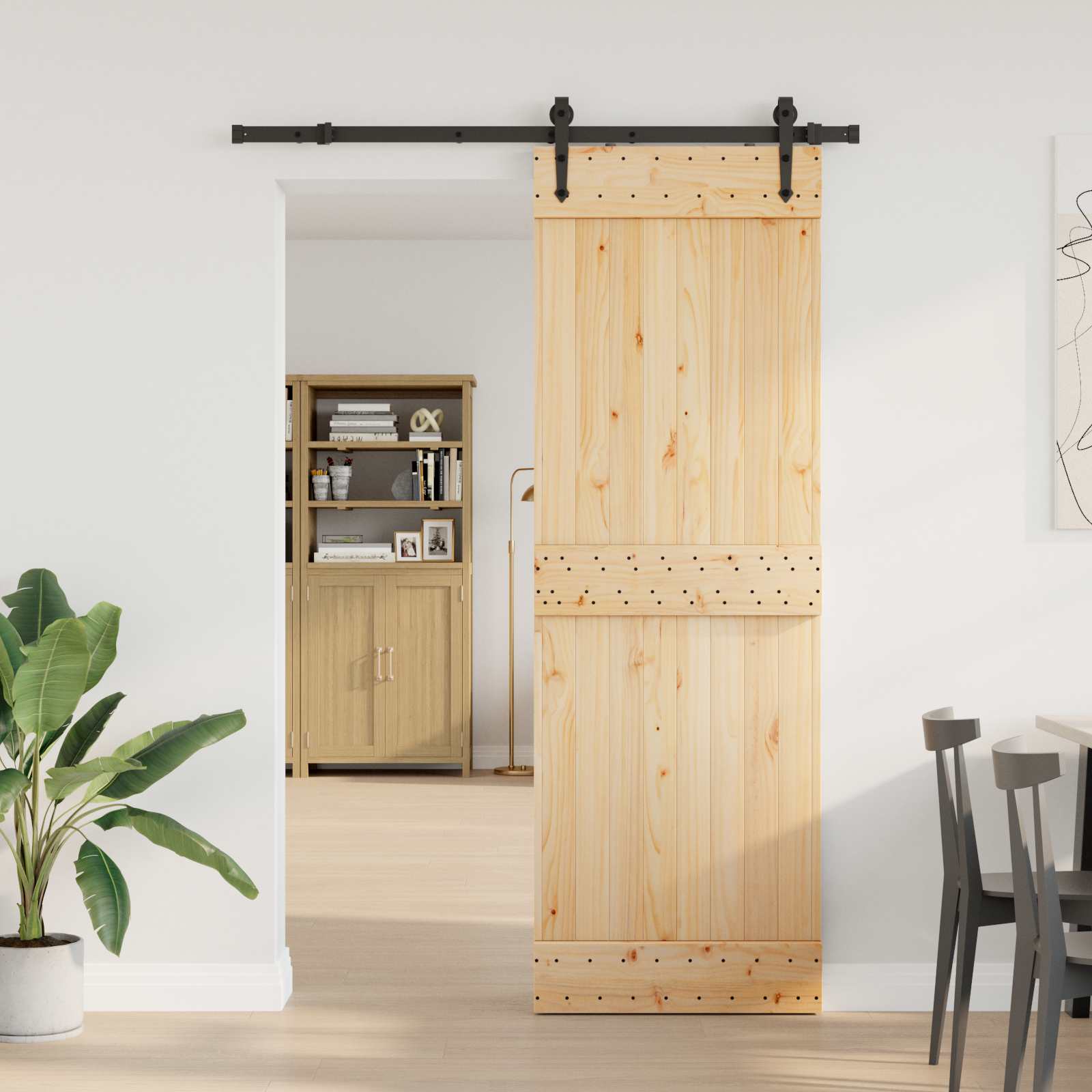 Sliding Door NARVIK Natural and Black 70 x 210 cm (152.5 cm)