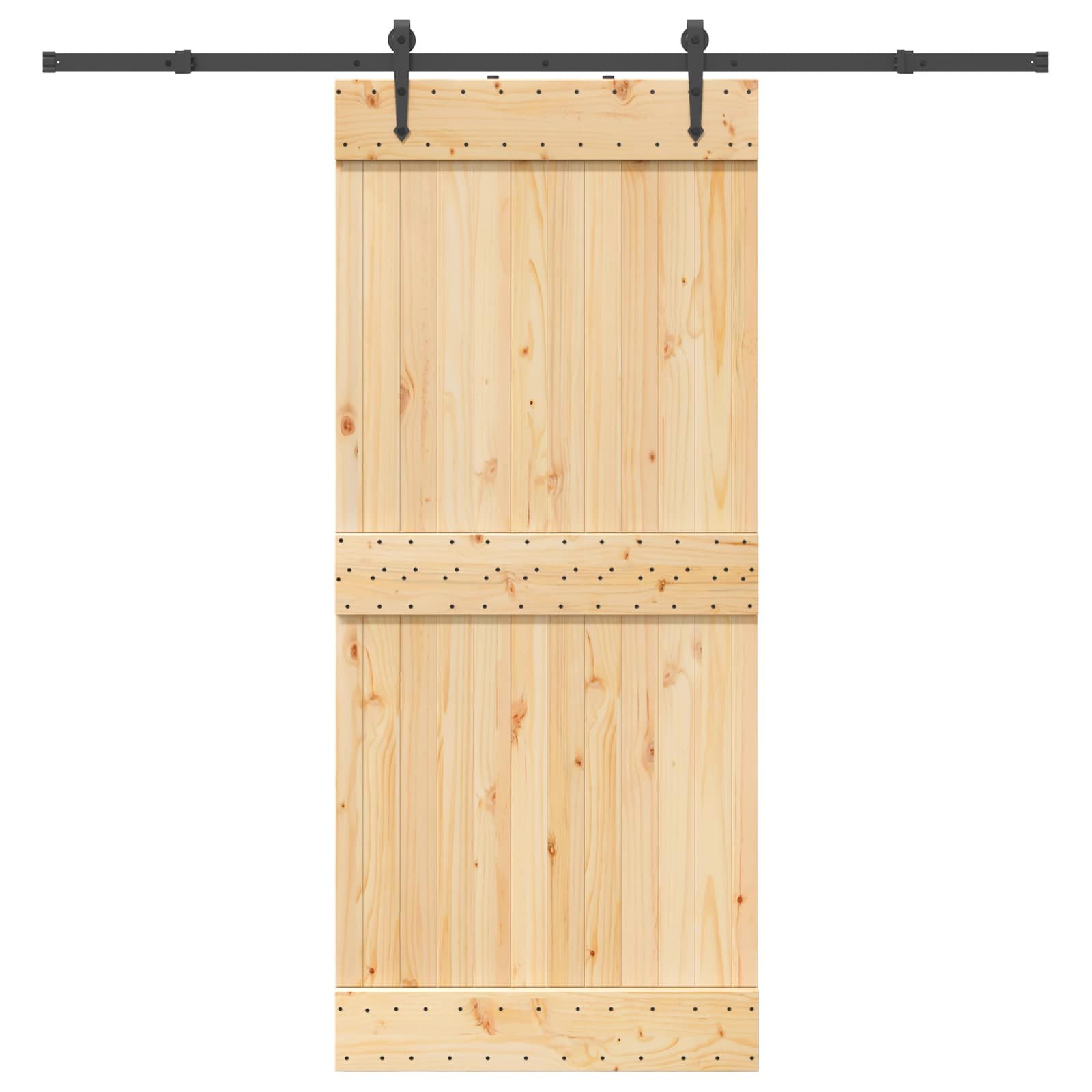 Sliding Door NARVIK Natural and Black 90 x 210 cm (213.5 cm)