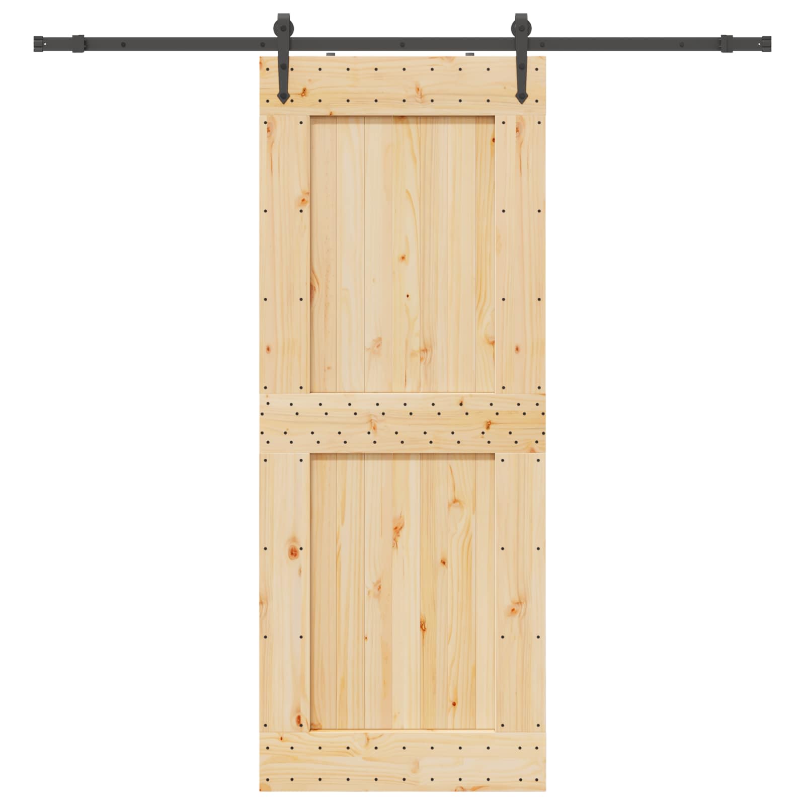 Sliding Door NARVIK Natural and Black 90 x 210 cm (213.5 cm)