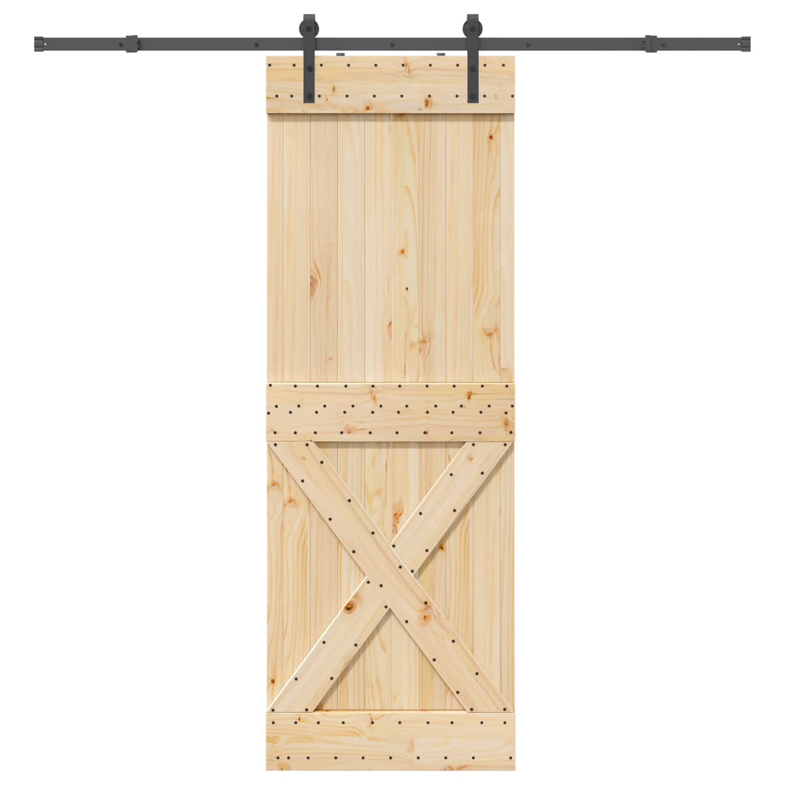 Sliding Door NARVIK Natural and Black 80 x 210 cm (213.5 cm)