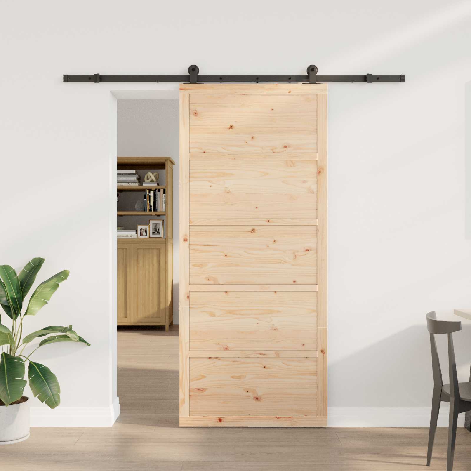 Sliding Door Natural 100 x 208 cm Solid Pine Wood