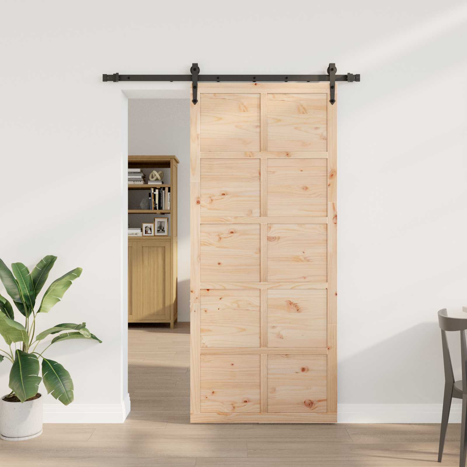 Sliding Door Natural 80 x 208 cm Solid Pine Wood