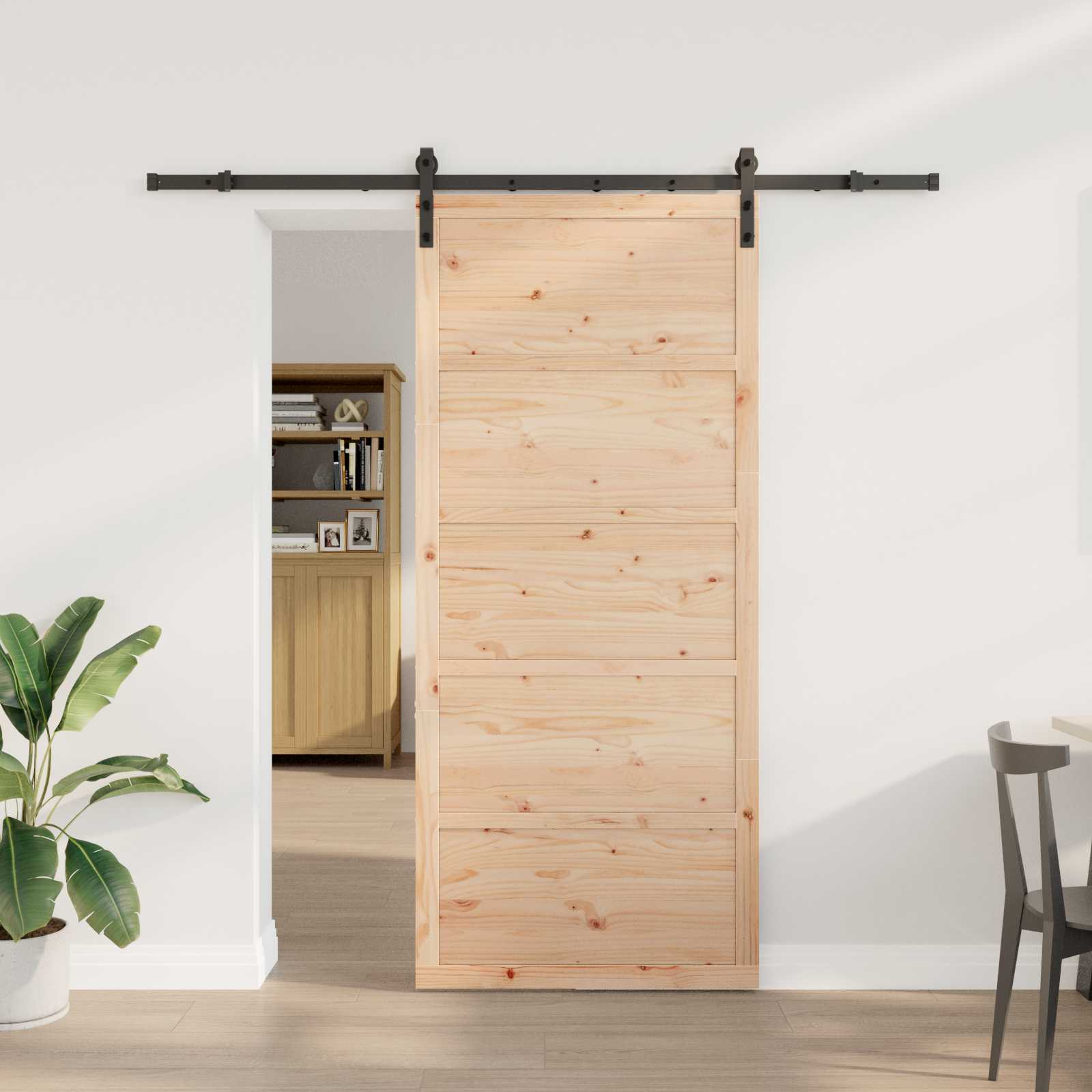 Sliding Door Natural 90 x 208 cm Solid Pine Wood