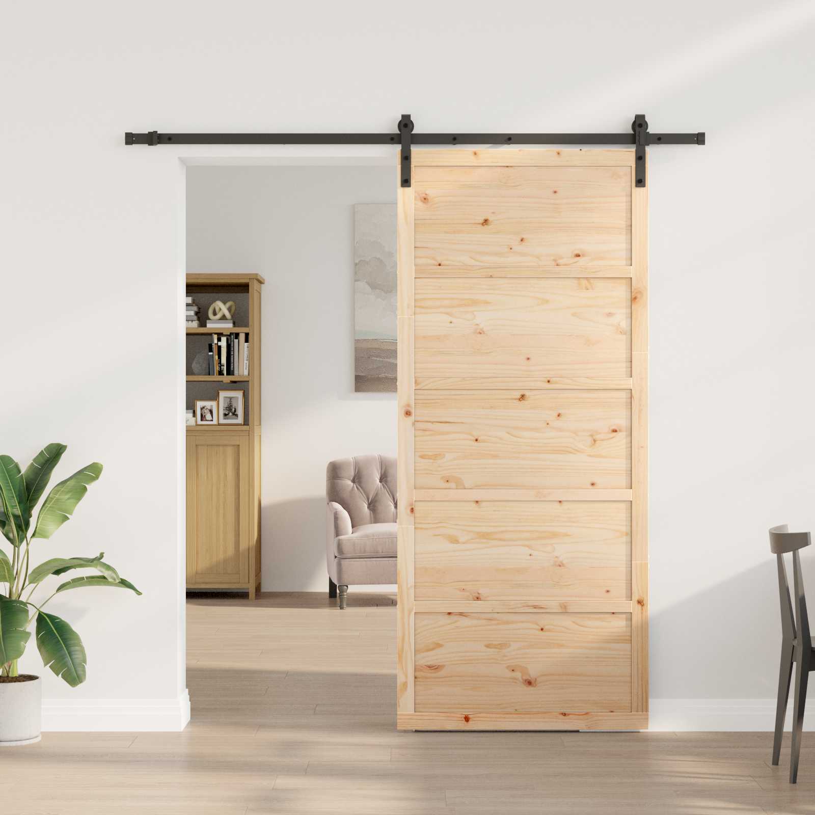 Sliding Door Natural 90 x 208 cm Solid Pine Wood