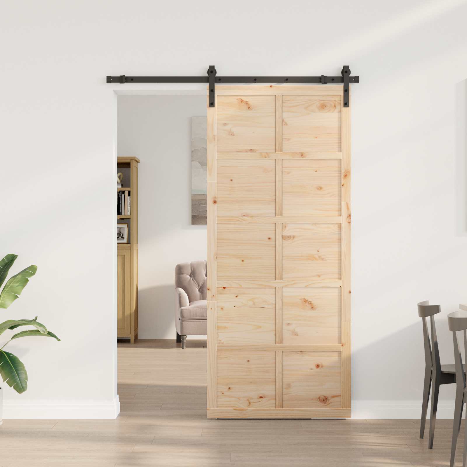 Sliding Door Natural 80 x 208 cm Solid Pine Wood
