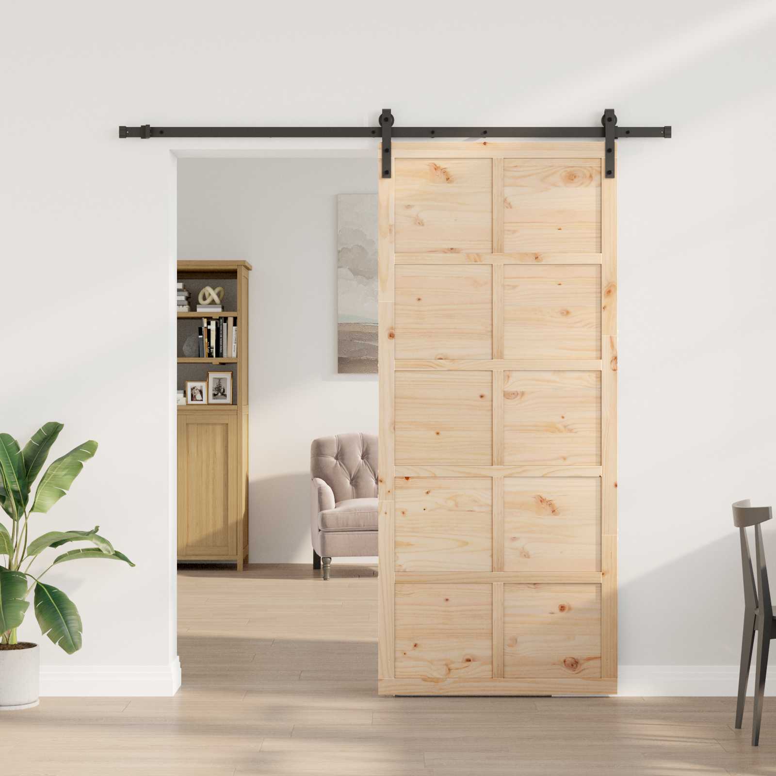 Sliding Door Natural 100 x 208 cm Solid Pine Wood