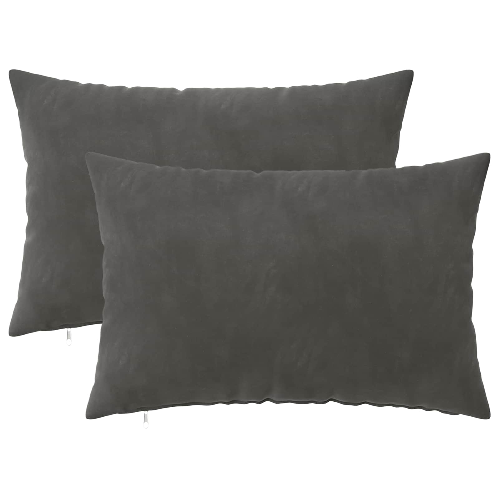 Cushion with Pillow HEERLEN 2 pcs Dark Grey Velvet