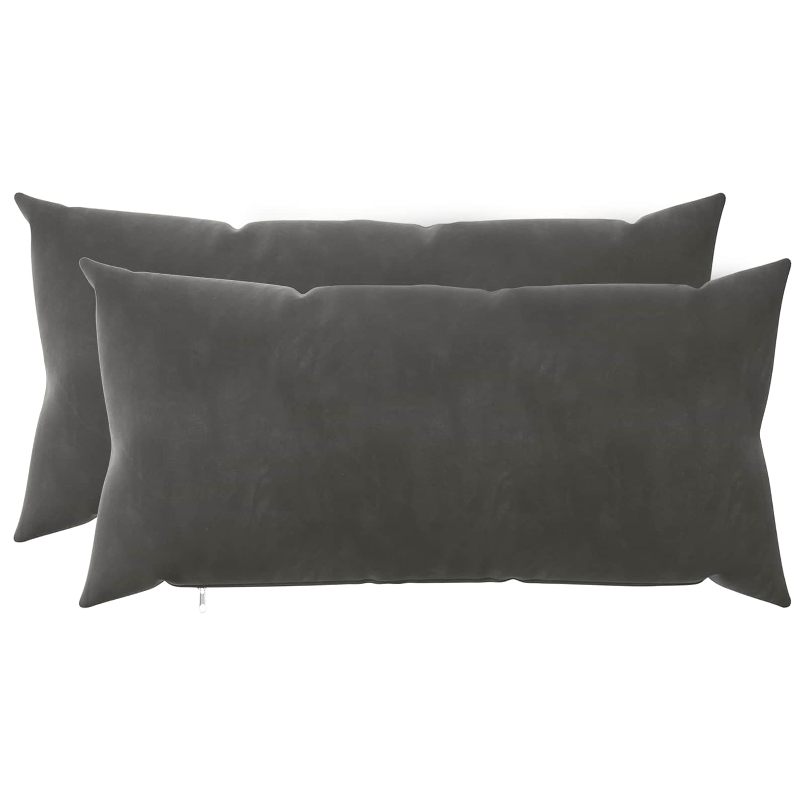 Cushion with Pillow HEERLEN 2 pcs Dark Grey Velvet