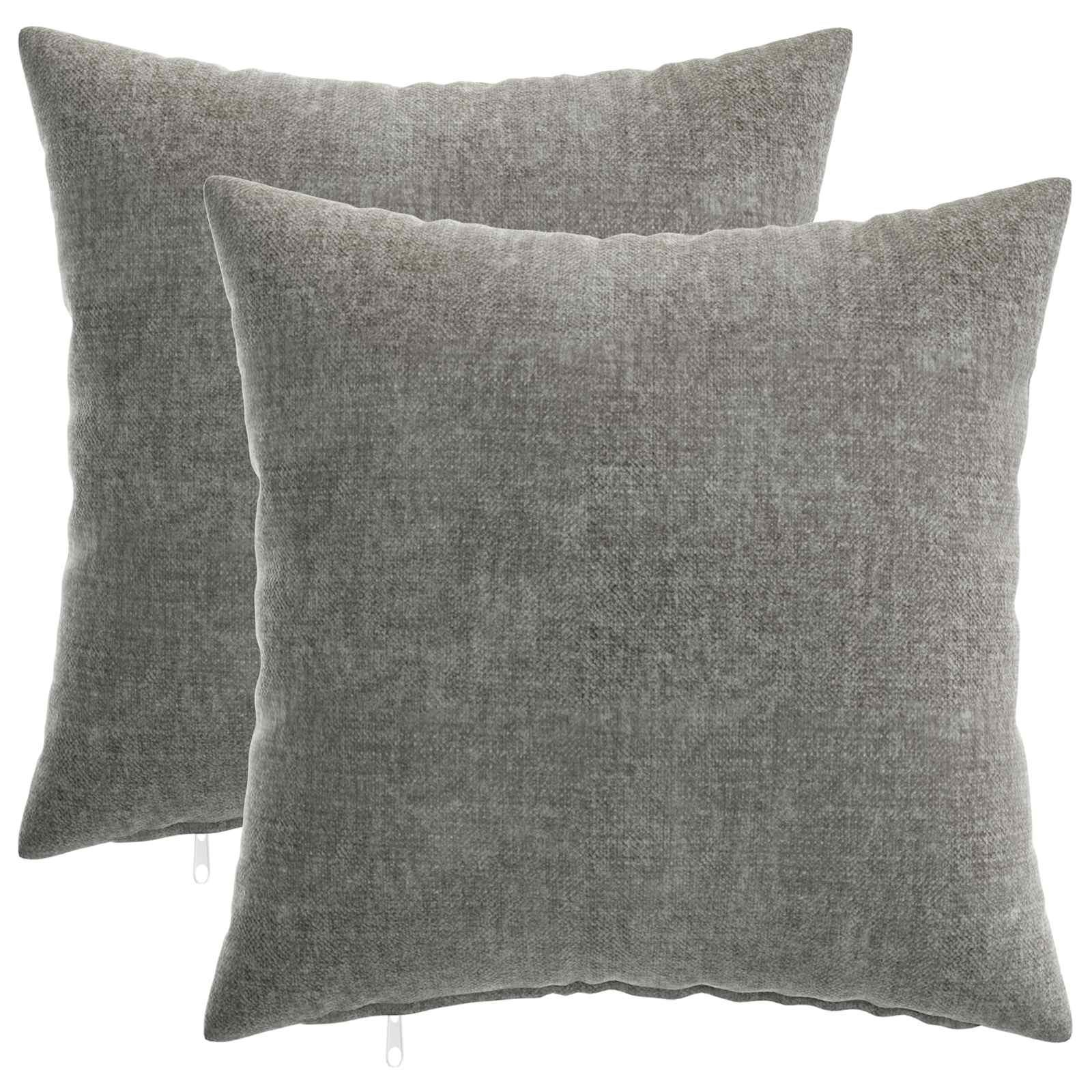 Cushion 2 pcs HEERLEN Dark Grey 45 x 45 cm Chenille Fabric