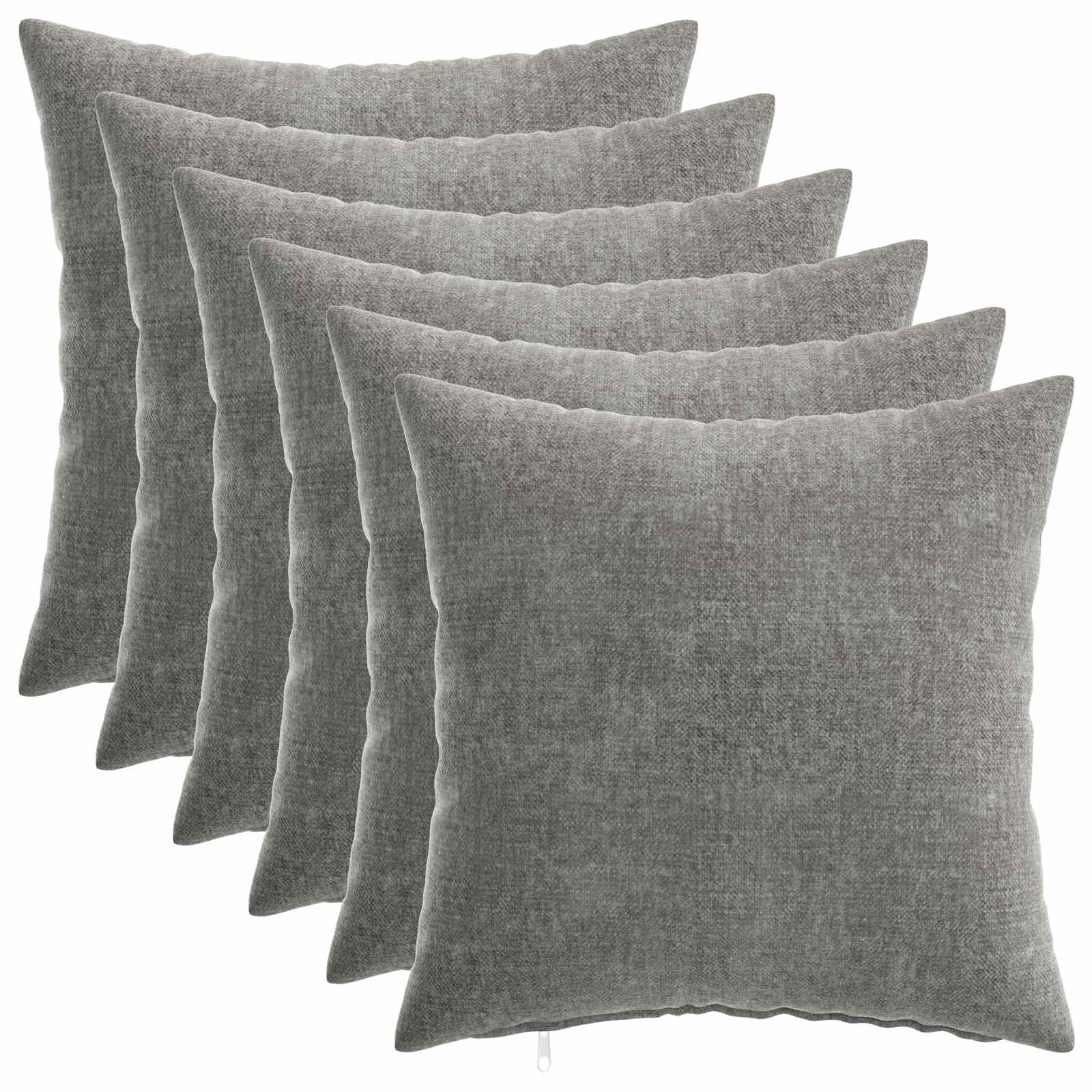 Cushion 6 pcs HEERLEN Dark Grey 45 x 45 cm Chenille Fabric