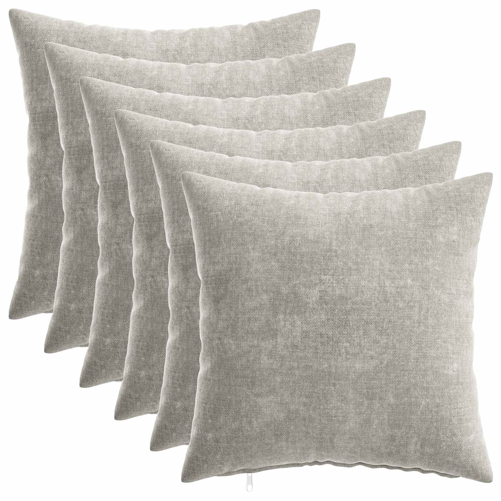 Cushion 6 pcs HEERLEN Light Grey 45 x 45 cm Chenille Fabric